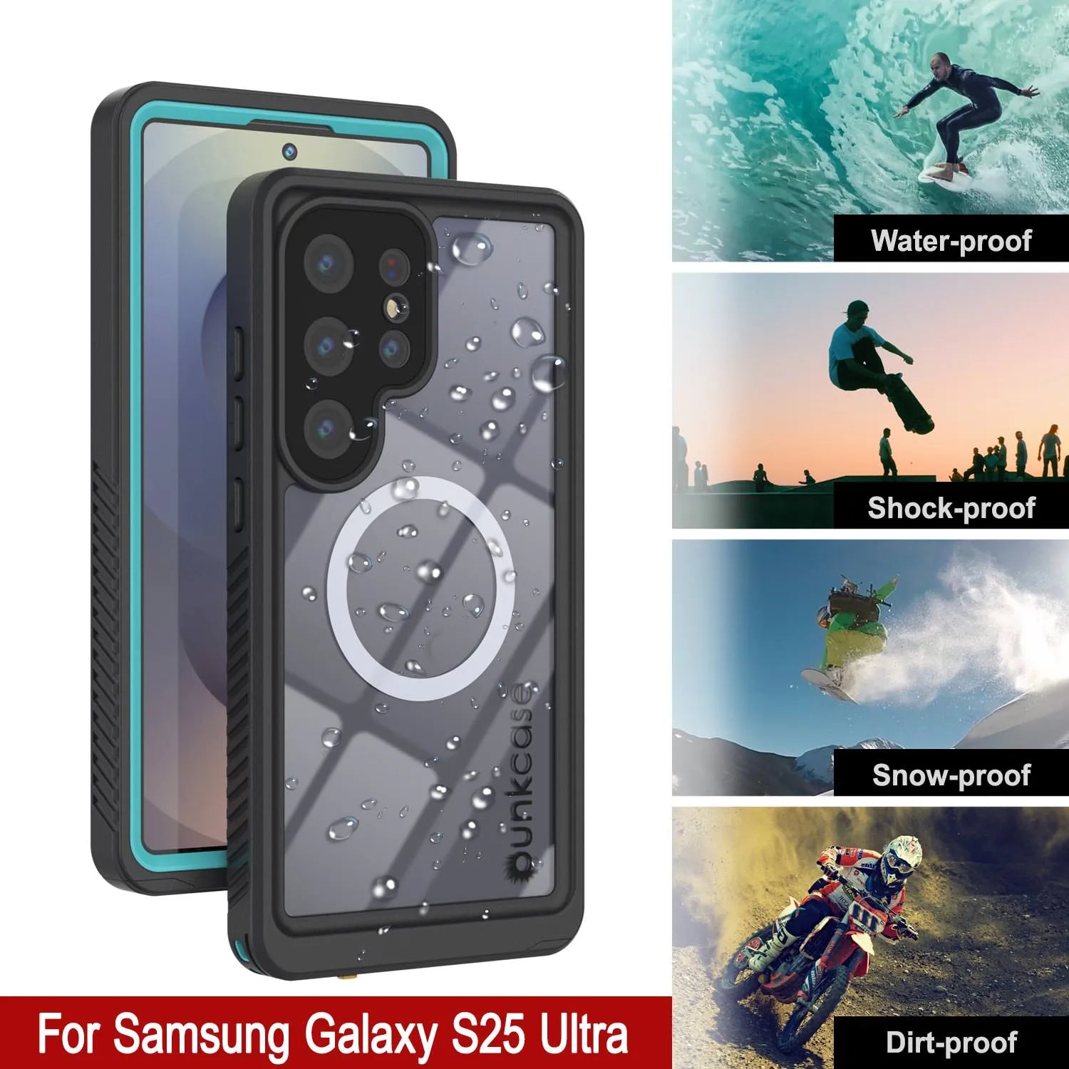 Galaxy S25 Ultra Waterproof Case, Punkcase [Extreme Mag Series] Armor Cover W/ Built In Screen Protector [Teal]