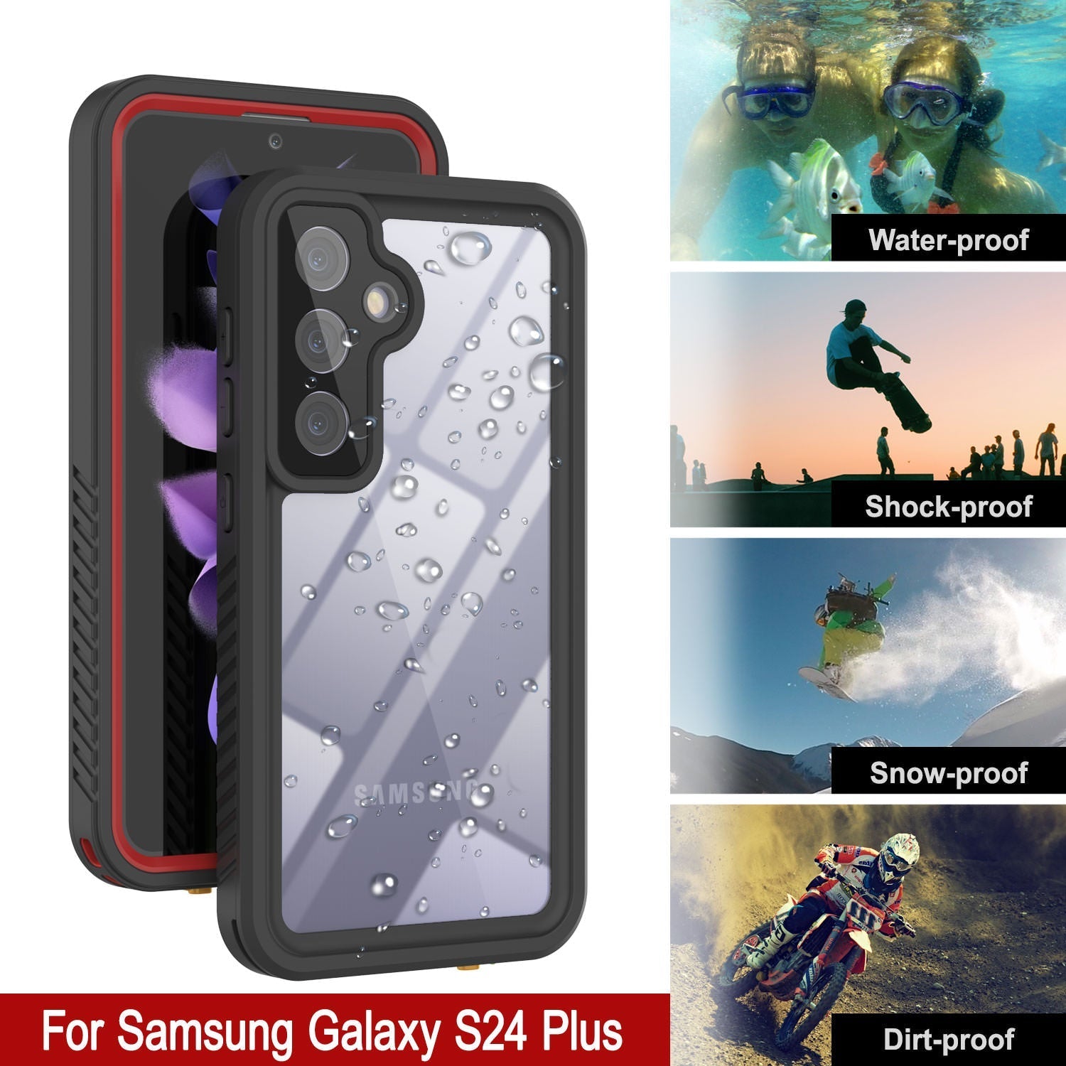 Galaxy S25+ Plus Water/ Shockproof [Extreme Series] With Screen Protector Case [Red]