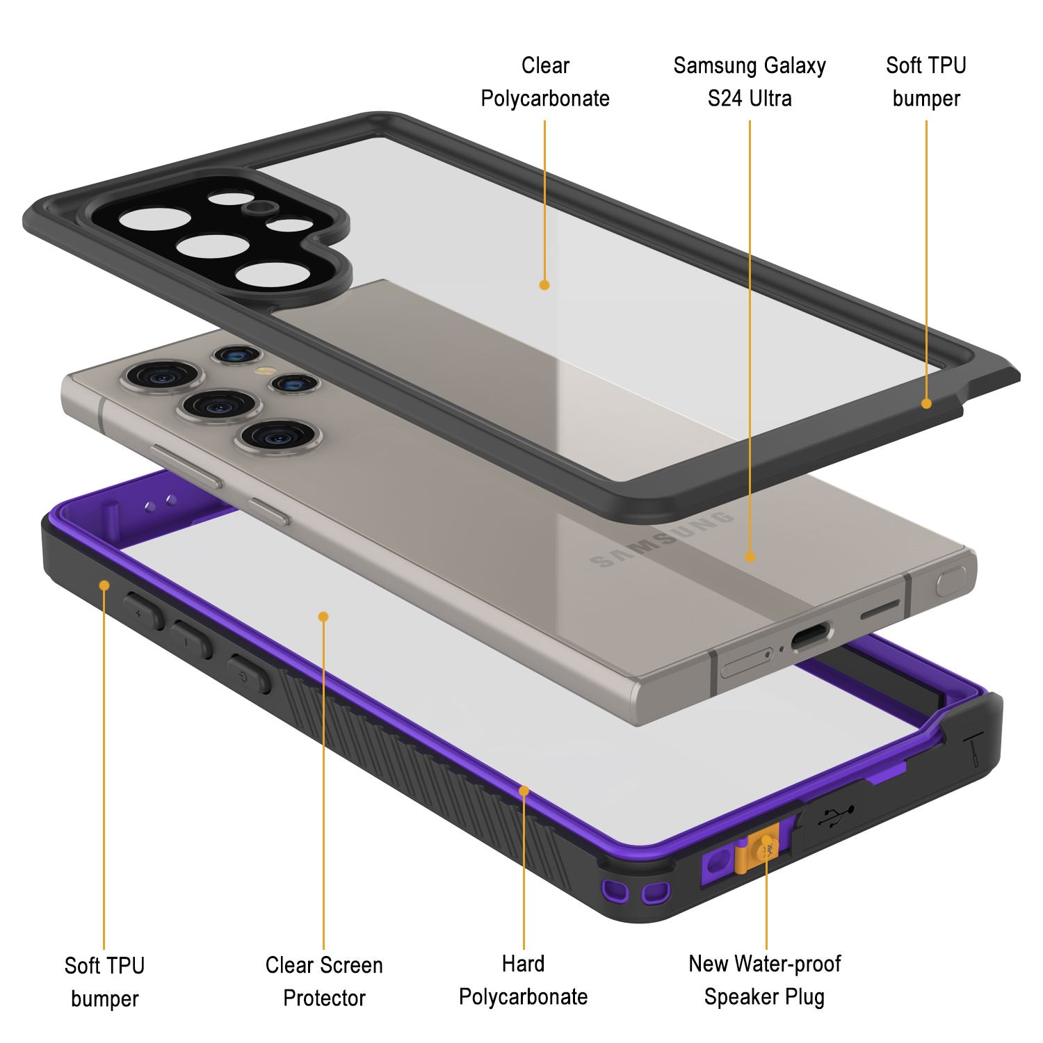 Galaxy S25 Ultra Water/ Shockproof [Extreme Series] With Screen Protector Case [Purple]