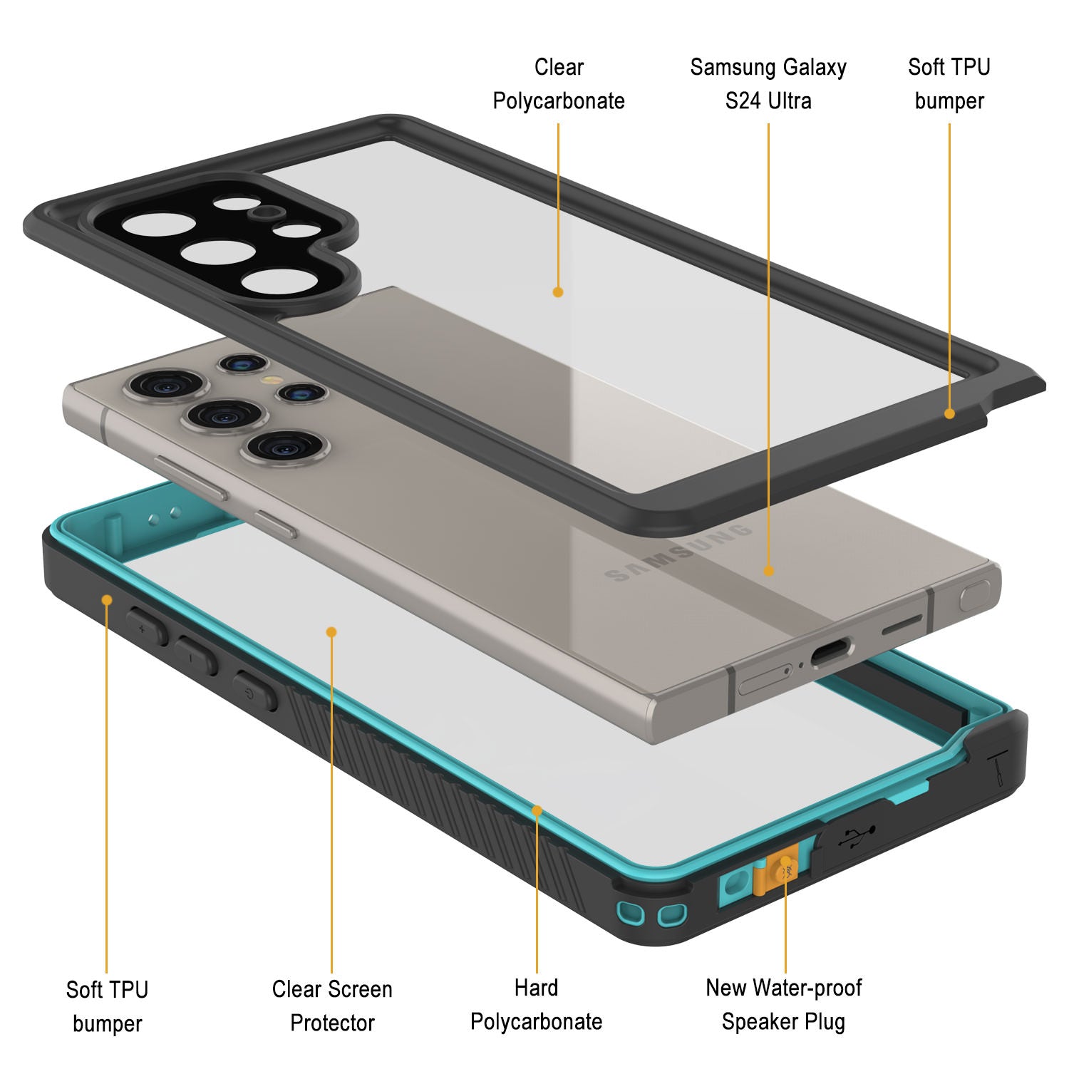 Galaxy S25 Ultra Water/ Shockproof [Extreme Series] With Screen Protector Case [Teal]