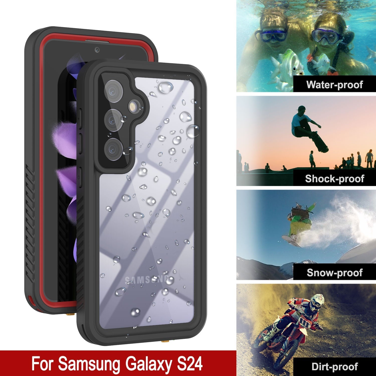 Galaxy S25 Water/ Shockproof [Extreme Series] With Screen Protector Case [Red]