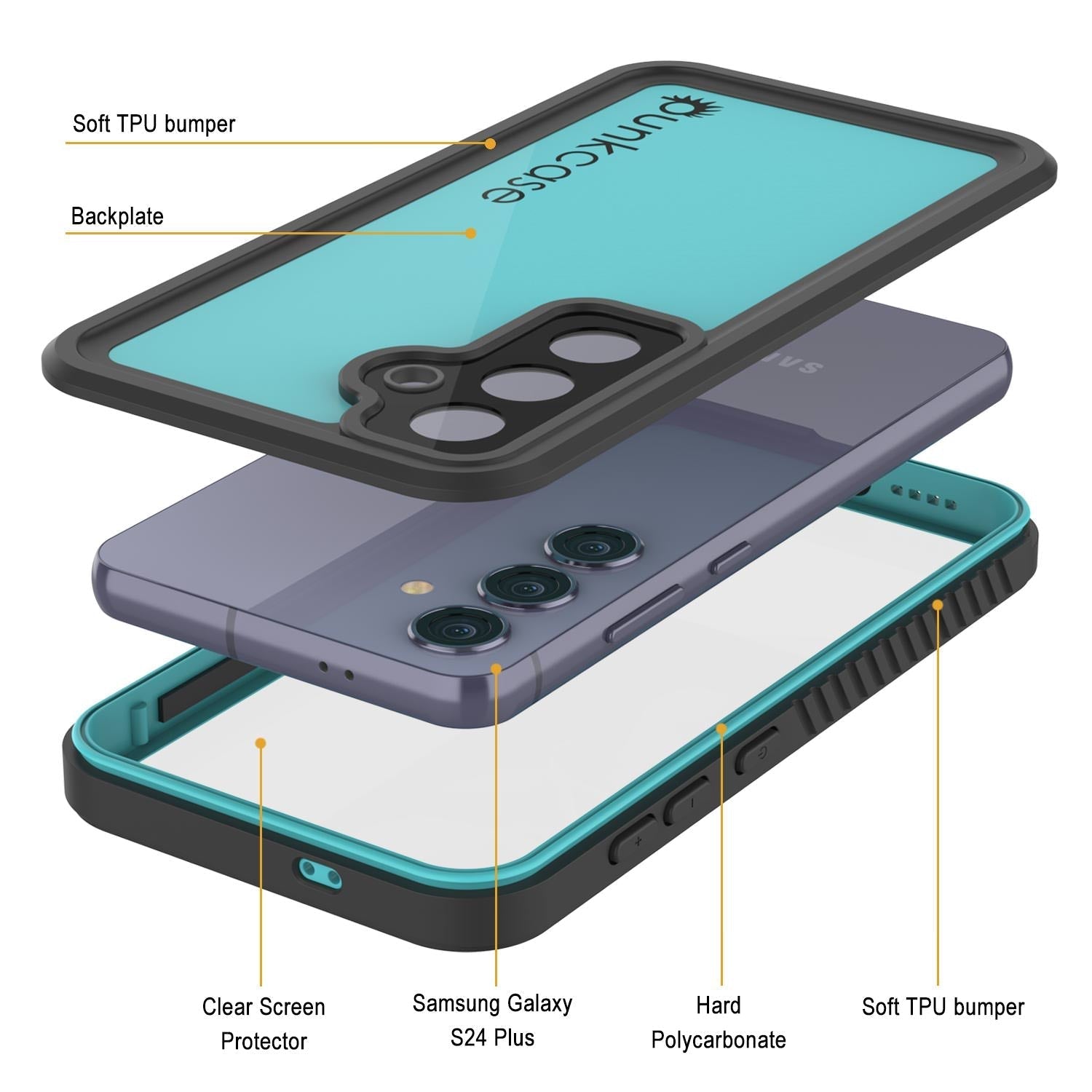 Galaxy S25+ Plus Waterproof Case PunkCase StudStar Teal Thin 6.7ft Underwater IP68 Shock/Snow Proof