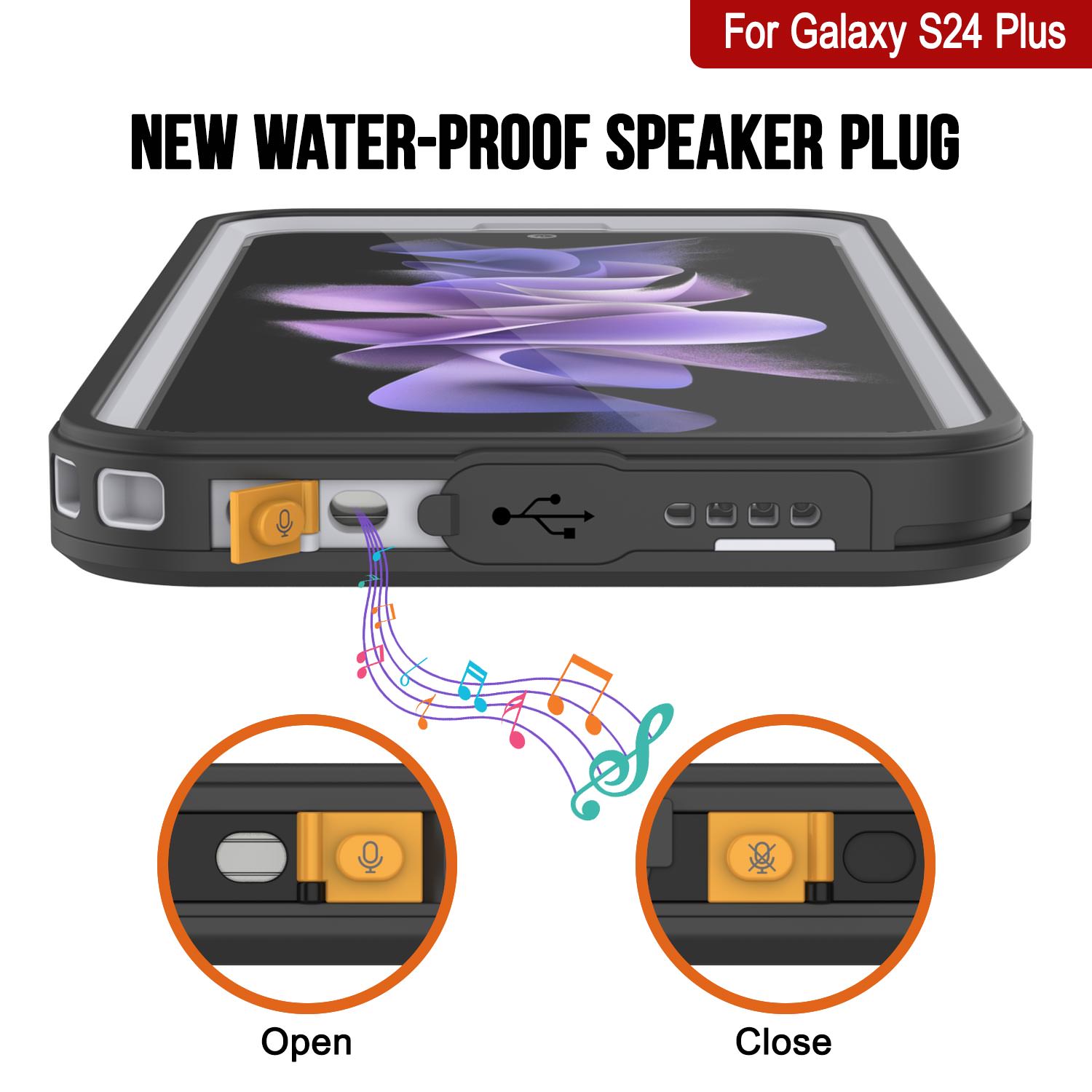 Galaxy S24+ Plus Waterproof Case, Punkcase StudStar White Thin 6.7ft Underwater IP68 Shock/Snow Proof