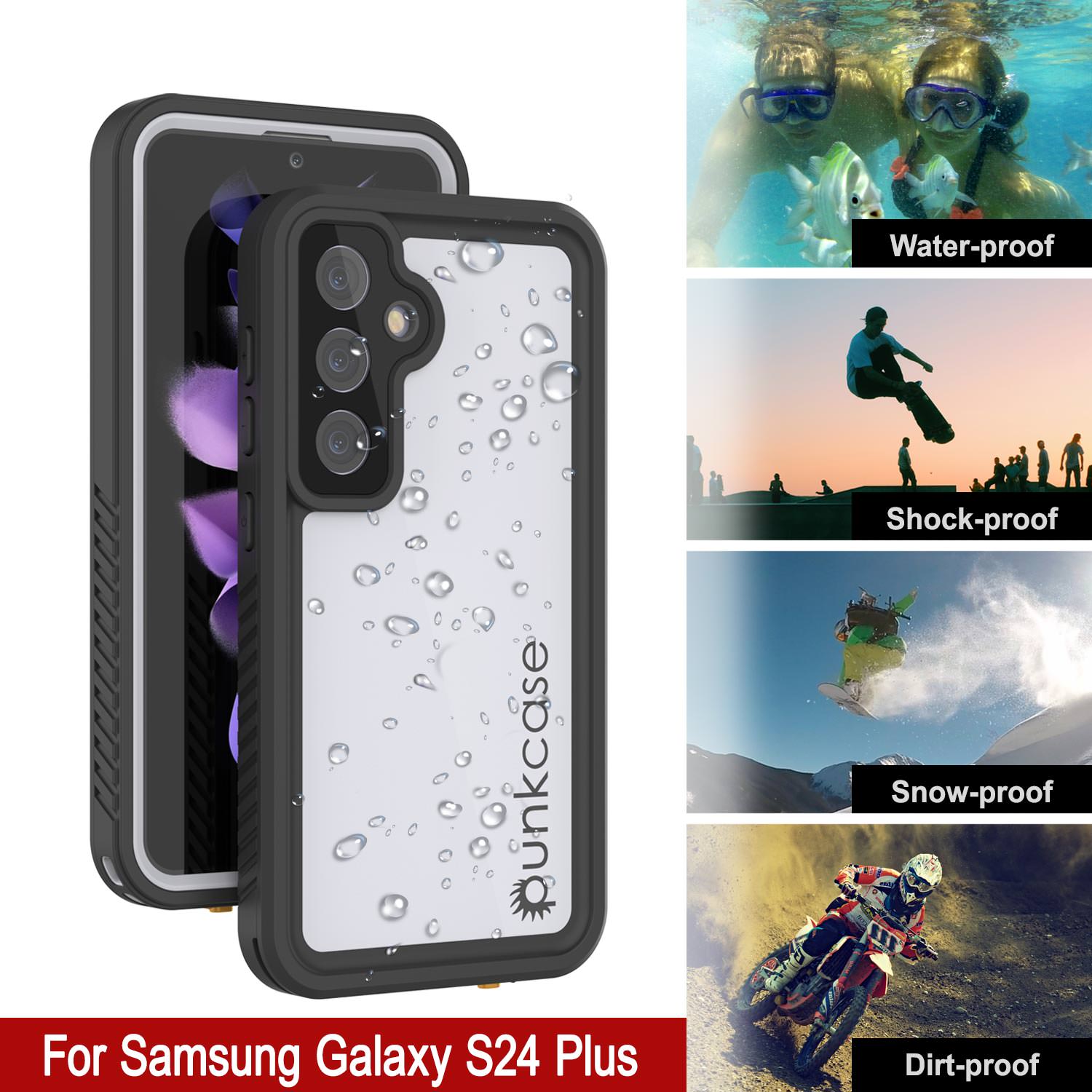 Galaxy S25+ Plus Waterproof Case, Punkcase StudStar White Thin 6.7ft Underwater IP68 Shock/Snow Proof