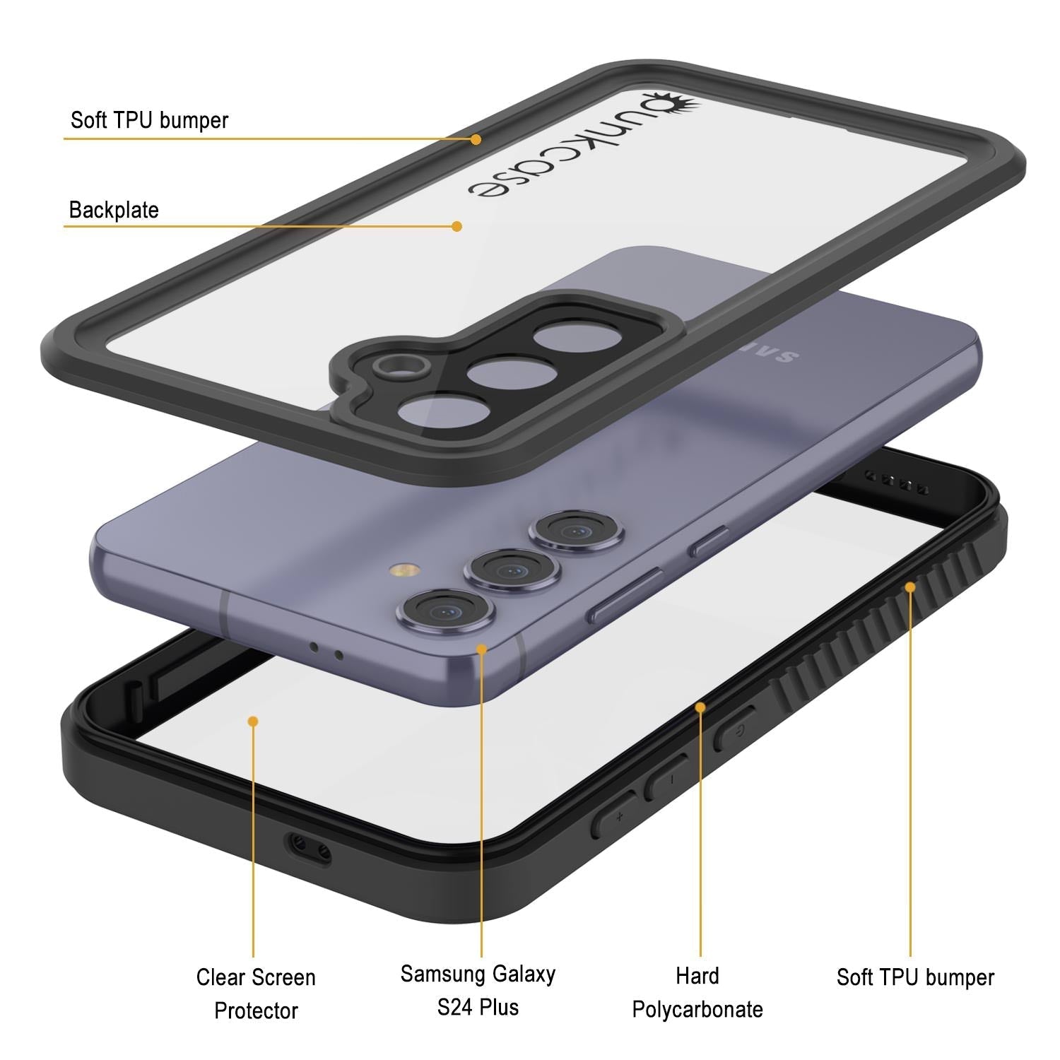 Galaxy S25+ Plus Waterproof Case PunkCase StudStar Clear Thin 6.7ft Underwater IP68 Shock/Snow Proof