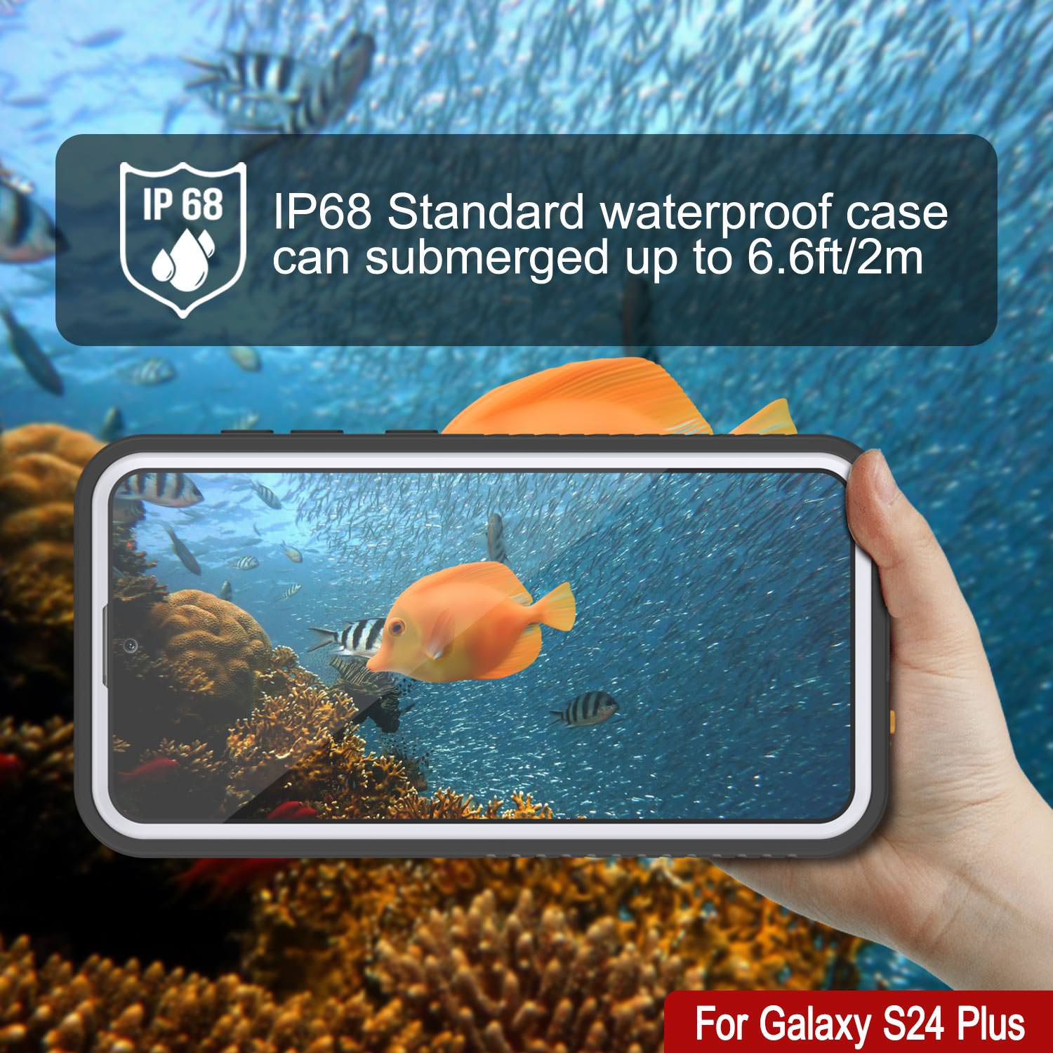 Galaxy S24+ Plus Waterproof Case, Punkcase StudStar White Thin 6.7ft Underwater IP68 Shock/Snow Proof