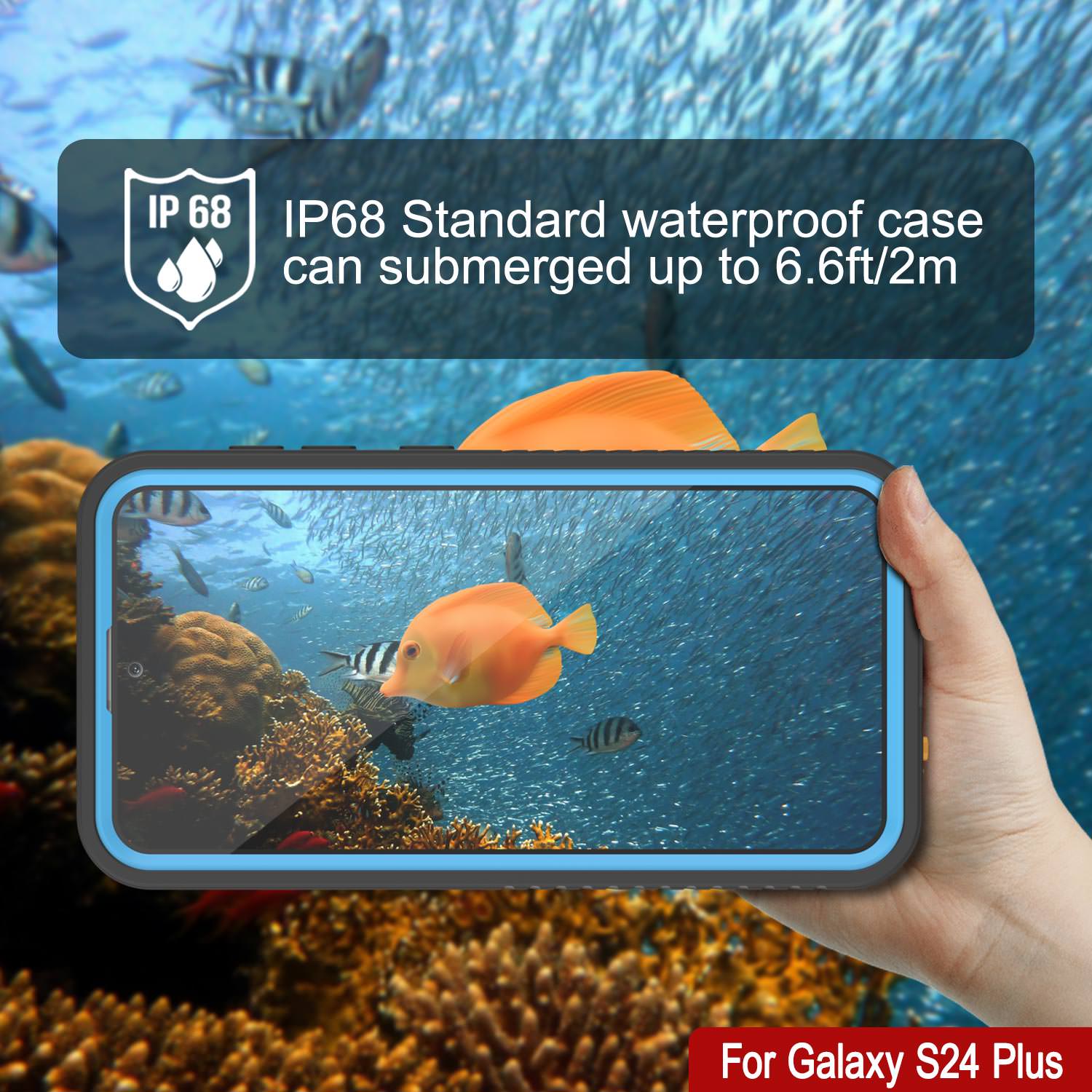 Galaxy S24+ Plus Waterproof Case PunkCase StudStar Light Blue Thin 6.7ft Underwater IP68 ShockProof