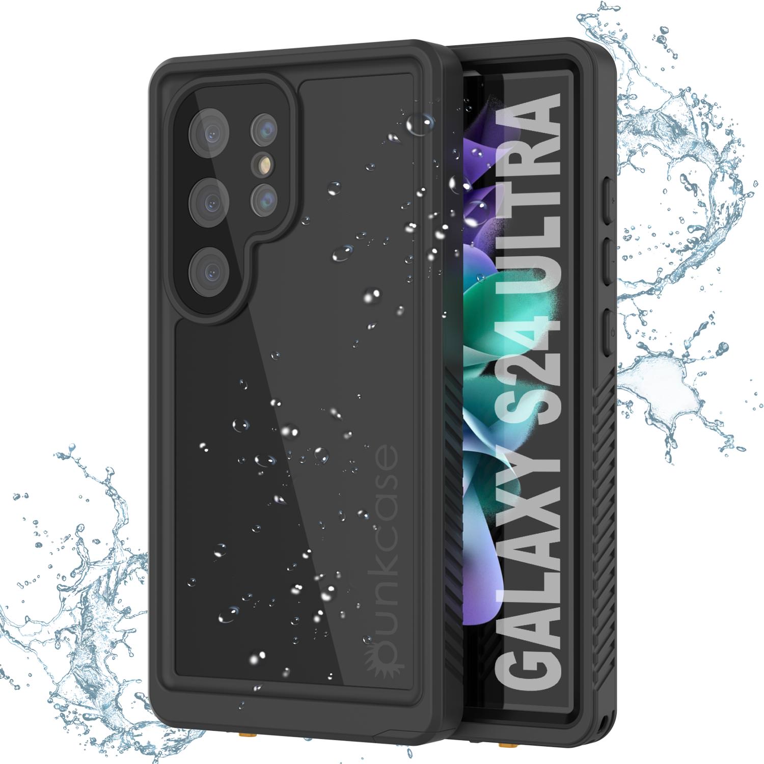 Galaxy S24 Ultra Waterproof Case PunkCase StudStar Black Thin 6.6ft Underwater IP68 Shock/Snow Proof