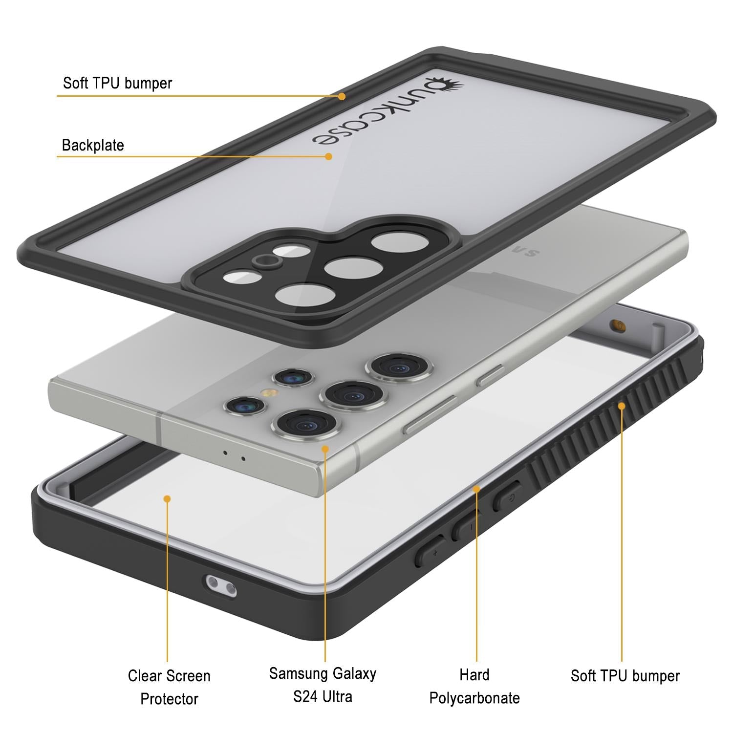 Galaxy S24 Ultra Waterproof Case, Punkcase StudStar White Thin 6.6ft Underwater IP68 Shock/Snow Proof