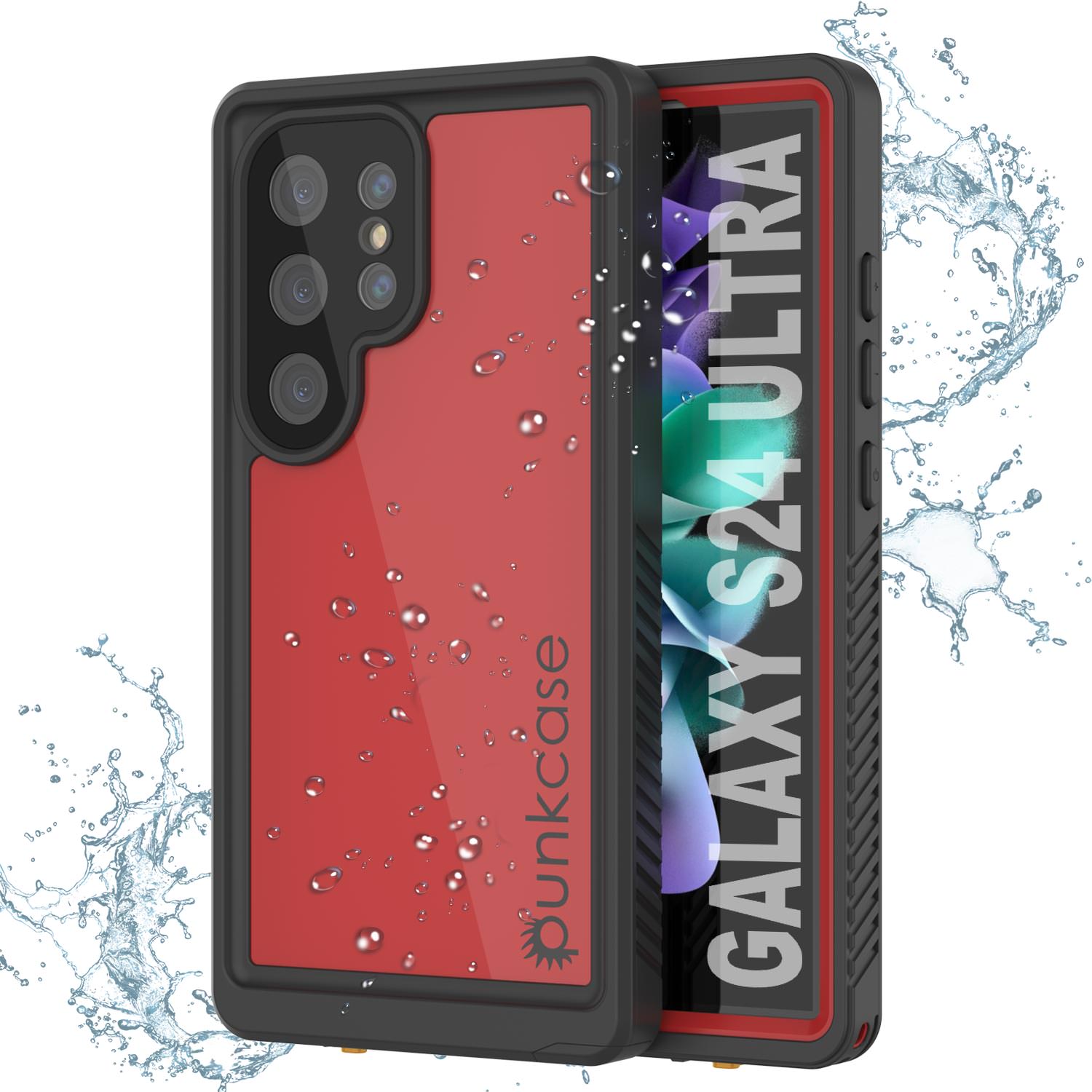 Galaxy S24 Ultra Waterproof Case PunkCase StudStar Red Thin 6.6ft Underwater IP68 Shock/Snow Proof