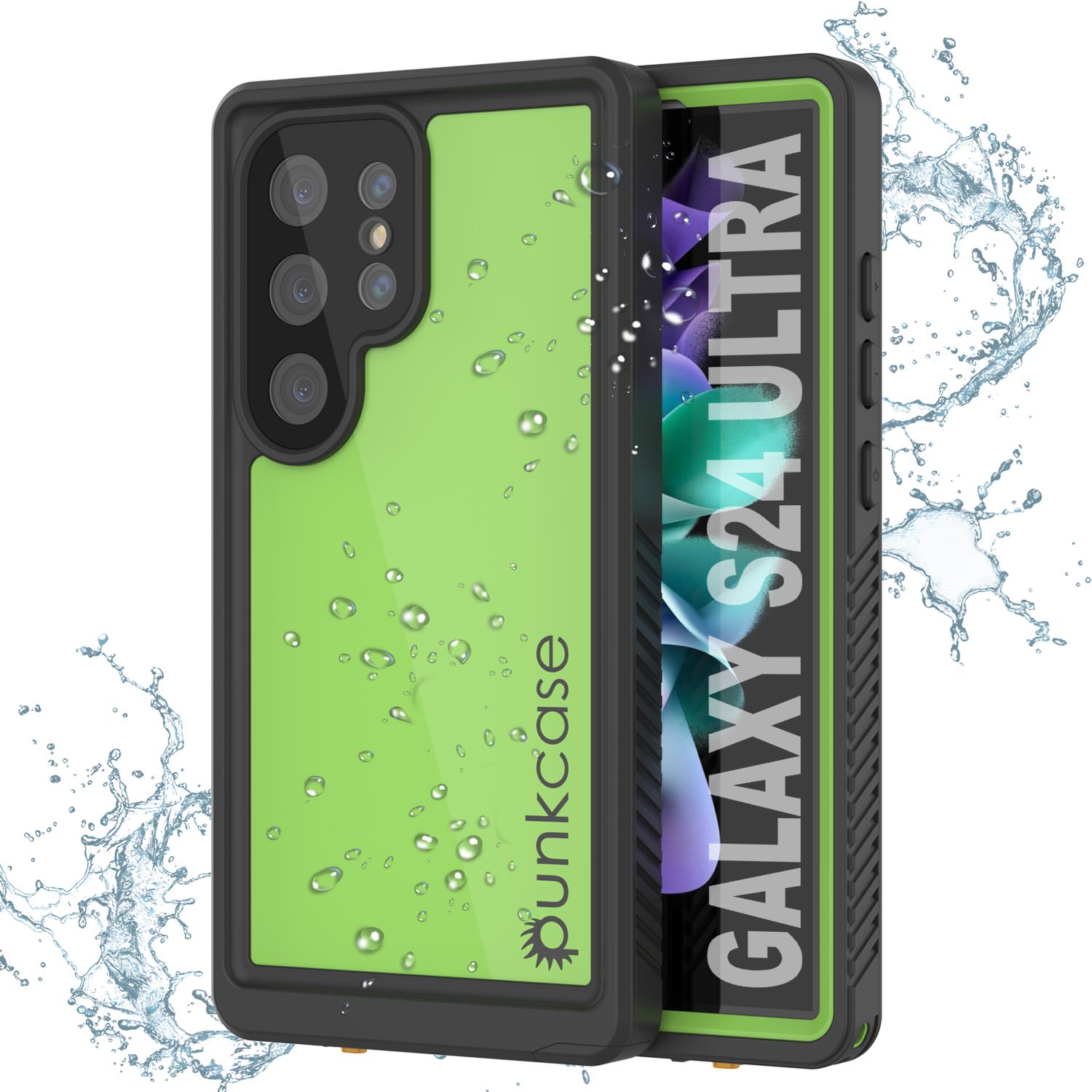 Galaxy S24 Ultra Waterproof Case PunkCase StudStar Light Green Thin 6.6ft Underwater IP68 ShockProof