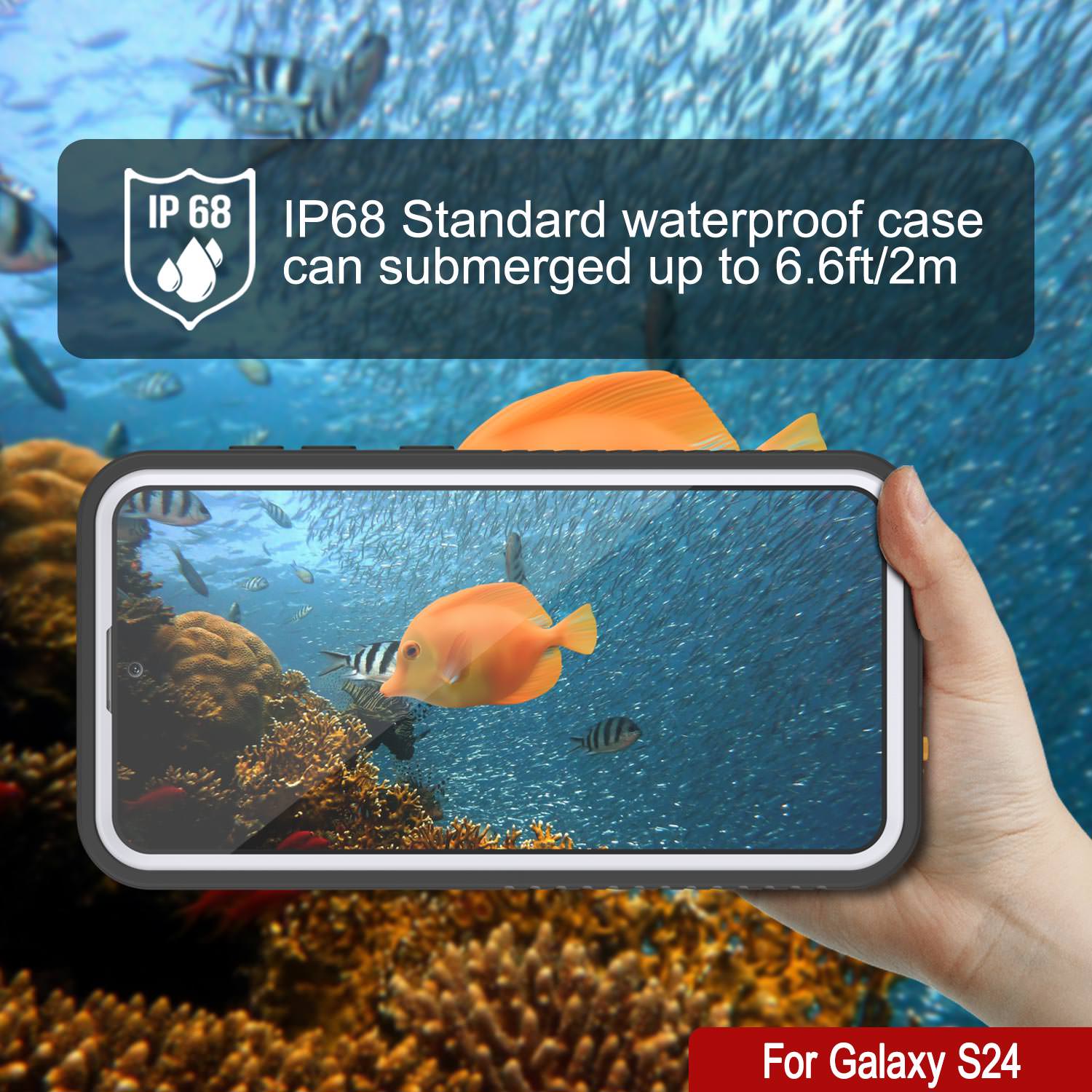 Galaxy S25 Waterproof Case, Punkcase StudStar White Thin 6.2ft Underwater IP68 Shock/Snow Proof