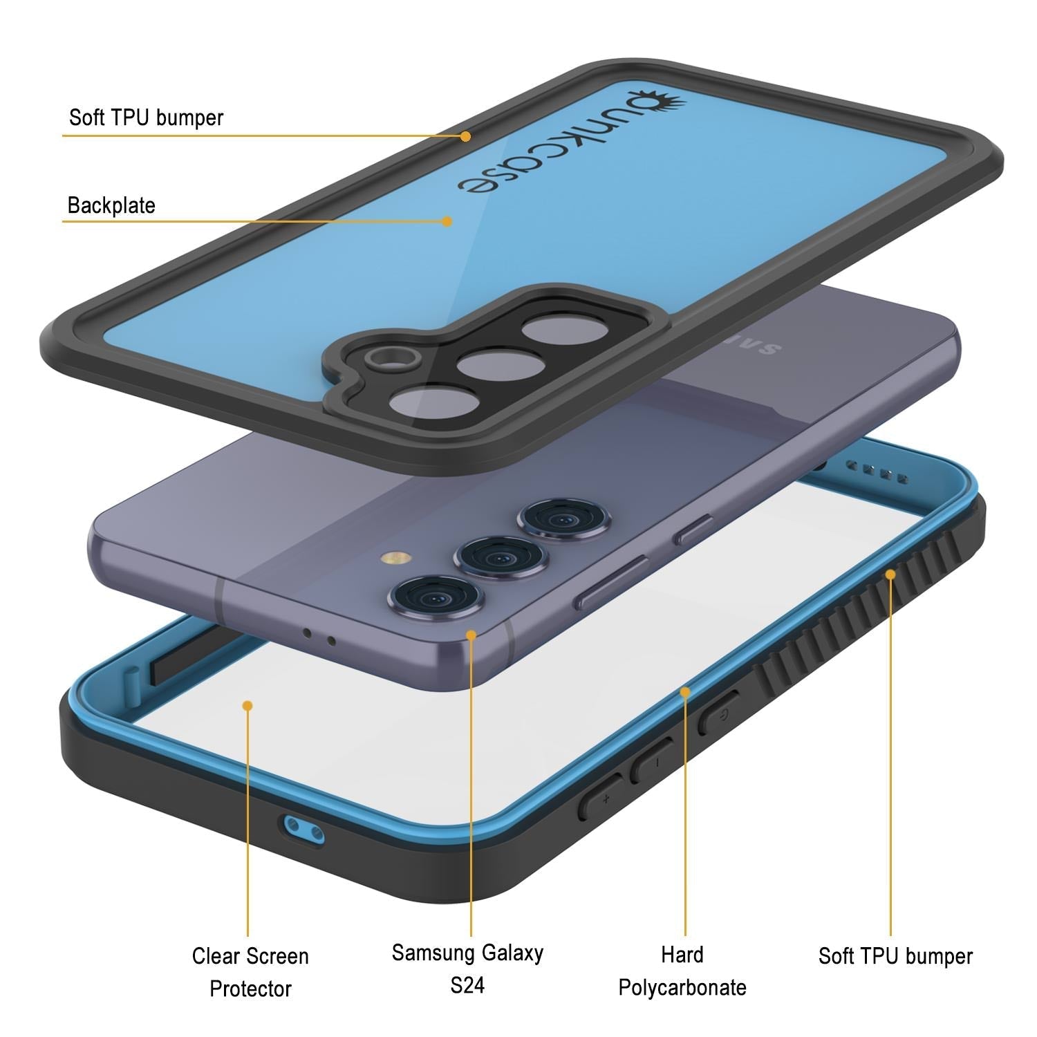 Galaxy S25 Waterproof Case PunkCase StudStar Light Blue Thin 6.2ft Underwater IP68 ShockProof