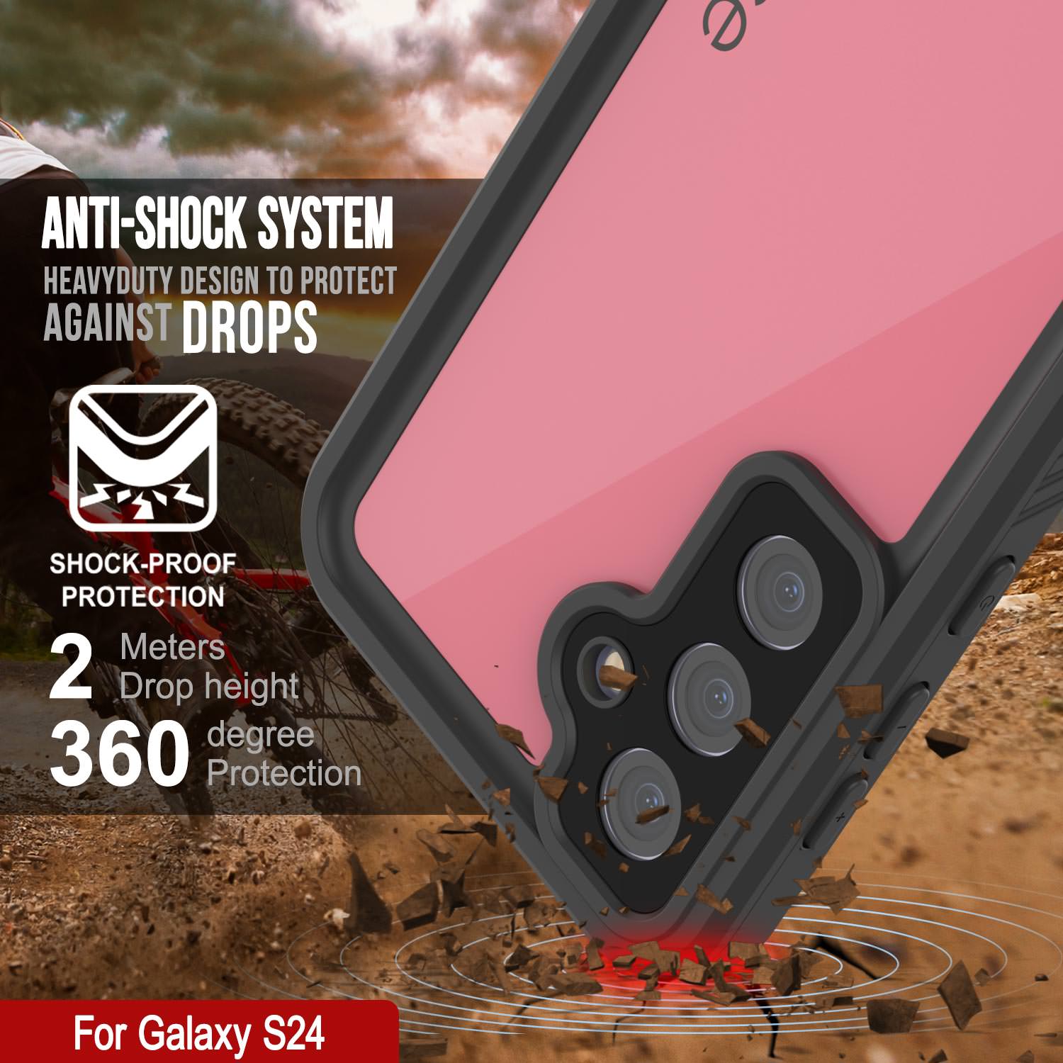 Galaxy S25 Waterproof Case PunkCase StudStar Pink Thin 6.2ft Underwater IP68 Shock/Snow Proof