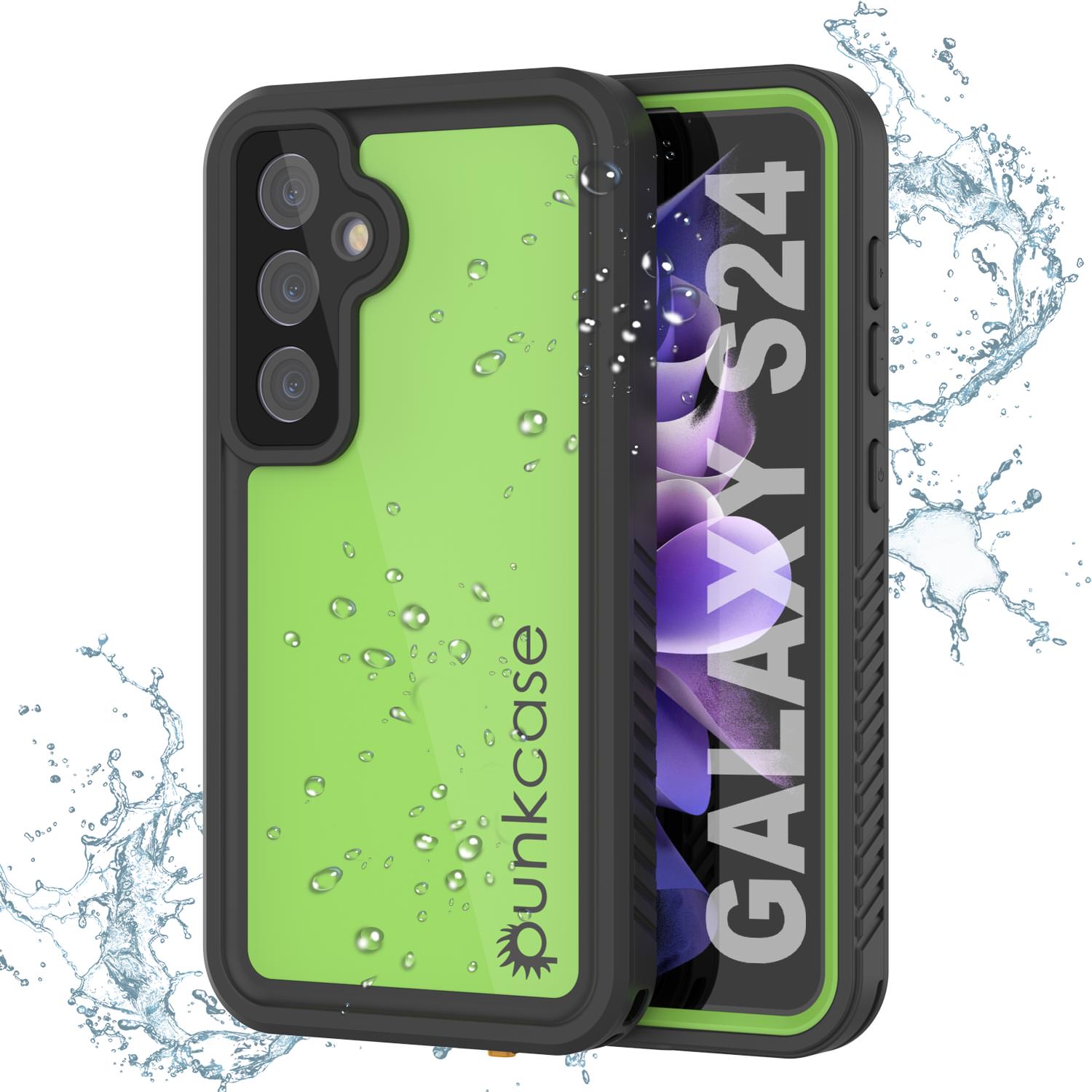 Galaxy S24 Waterproof Case PunkCase StudStar Light Green Thin 6.2ft Underwater IP68 ShockProof