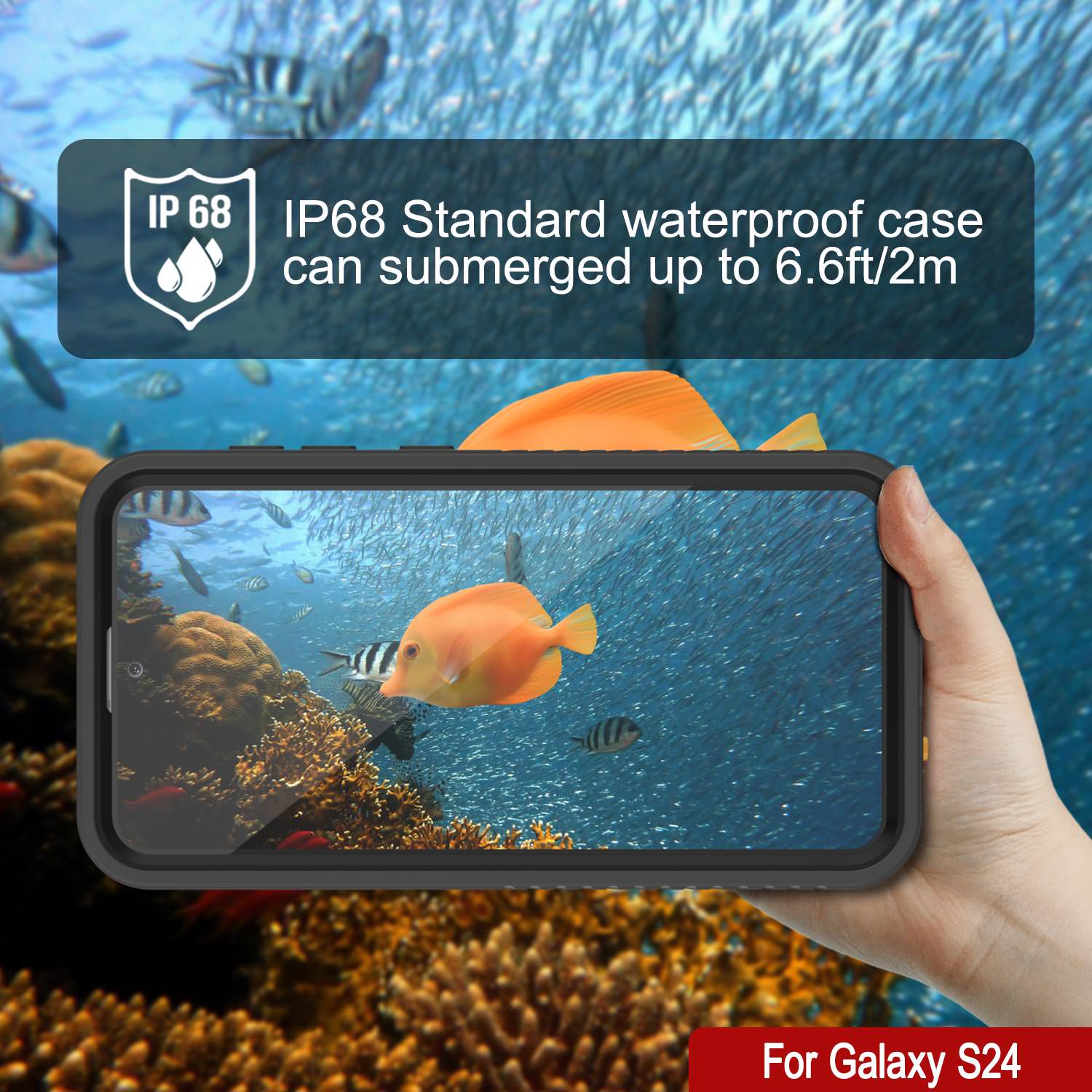 Galaxy S25 Waterproof Case PunkCase StudStar Black Thin 6.2ft Underwater IP68 Shock/Snow Proof