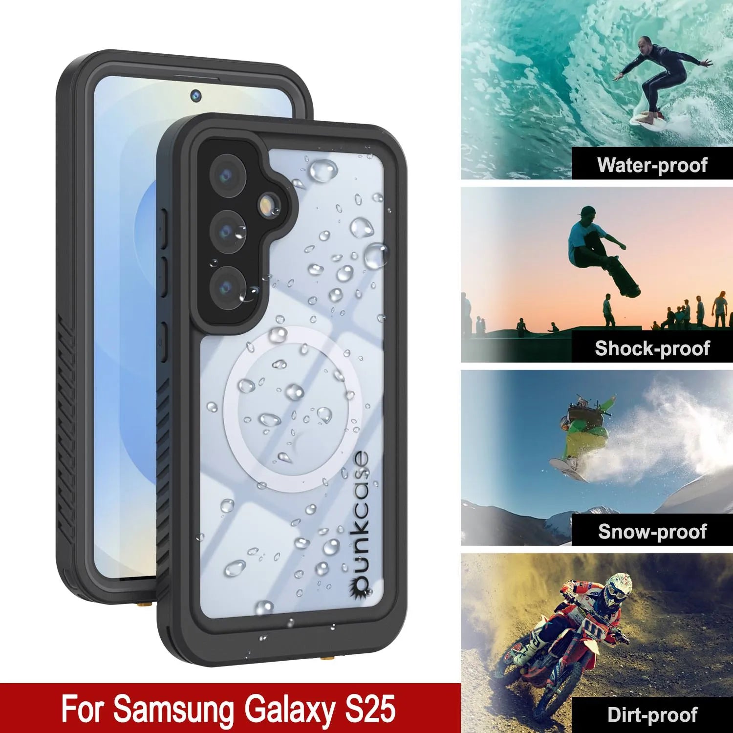 Galaxy S25 Waterproof Case, Punkcase [Extreme Mag Series] Armor Cover W/ Built In Screen Protector [Grey]