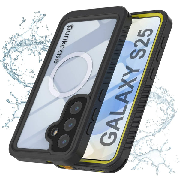 Galaxy S25 Waterproof Case, Punkcase [Extreme Mag Series] Armor Cover W/ Built In Screen Protector [Yellow]