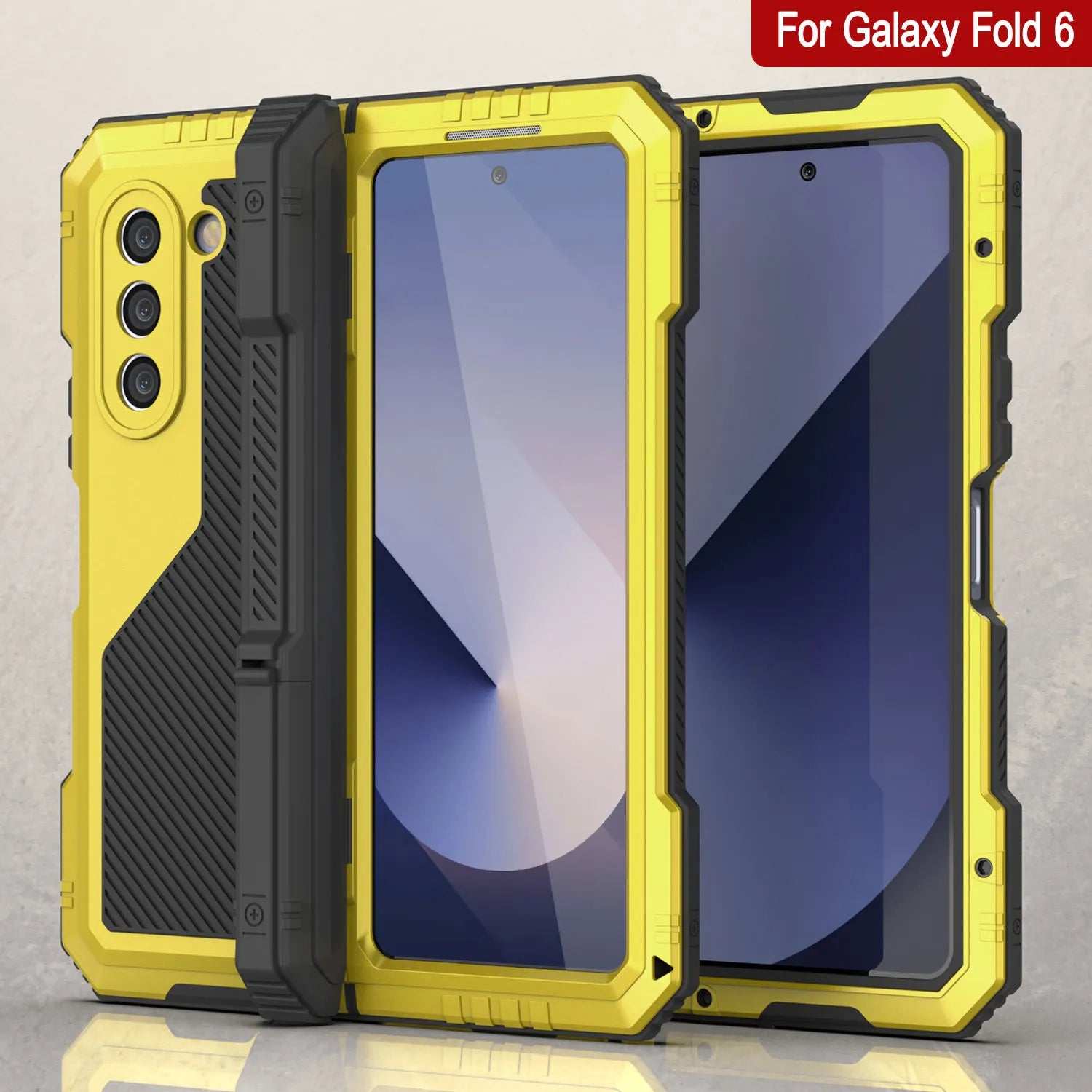 Galaxy Z Fold6 Metal Case, Heavy Duty Military Grade Armor Cover Full Body Hard [Neon]