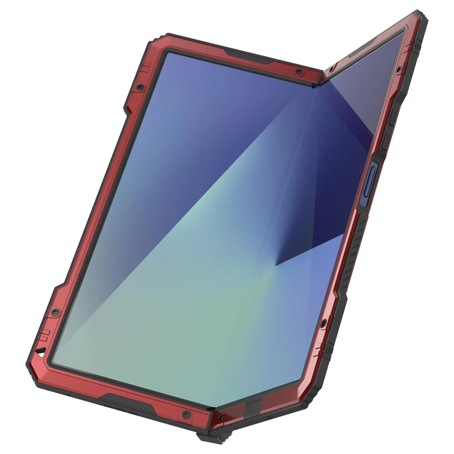 Galaxy Z Fold7 Metal Case, Heavy Duty Military Grade Armor Cover Full Body Hard [Red]