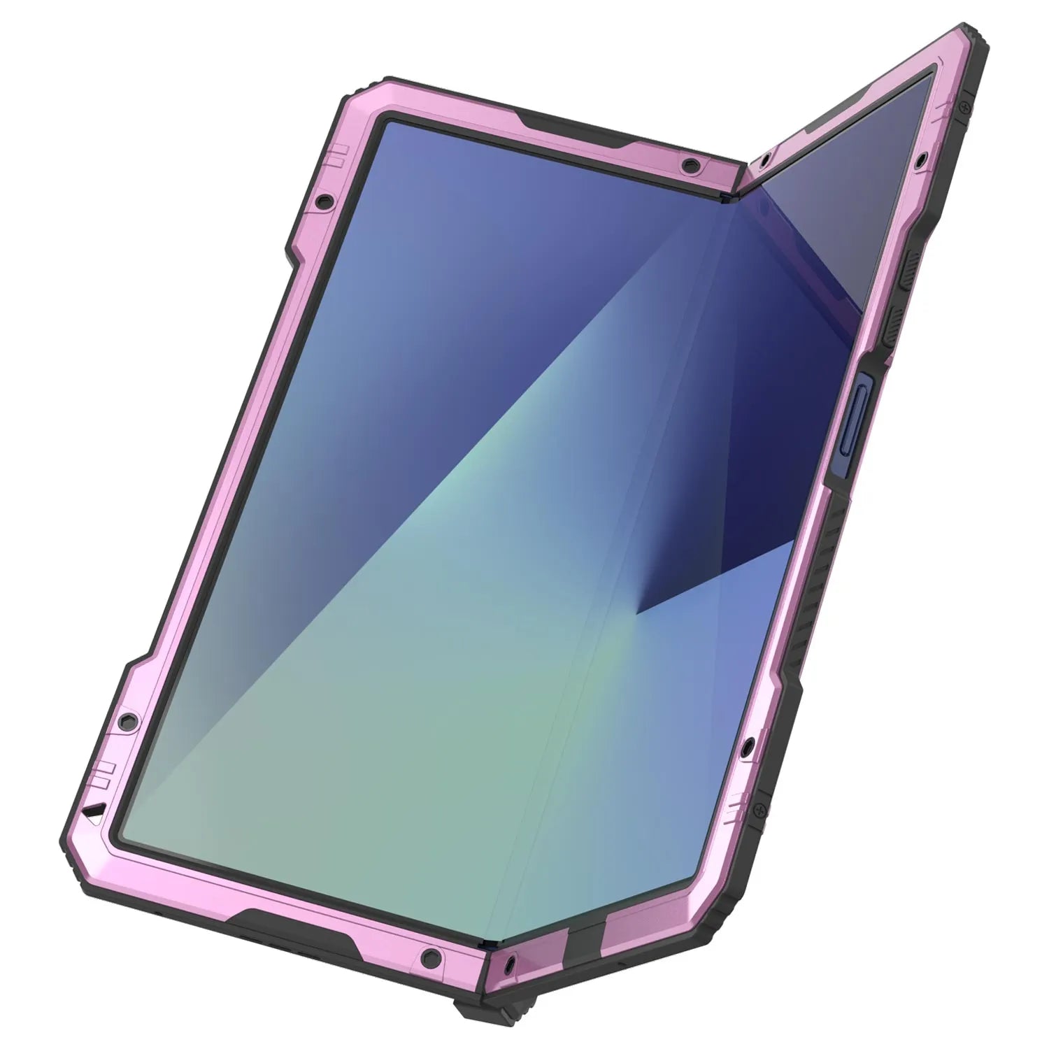 Galaxy Z Fold7 Metal Case, Heavy Duty Military Grade Armor Cover Full Body Hard [Pink]