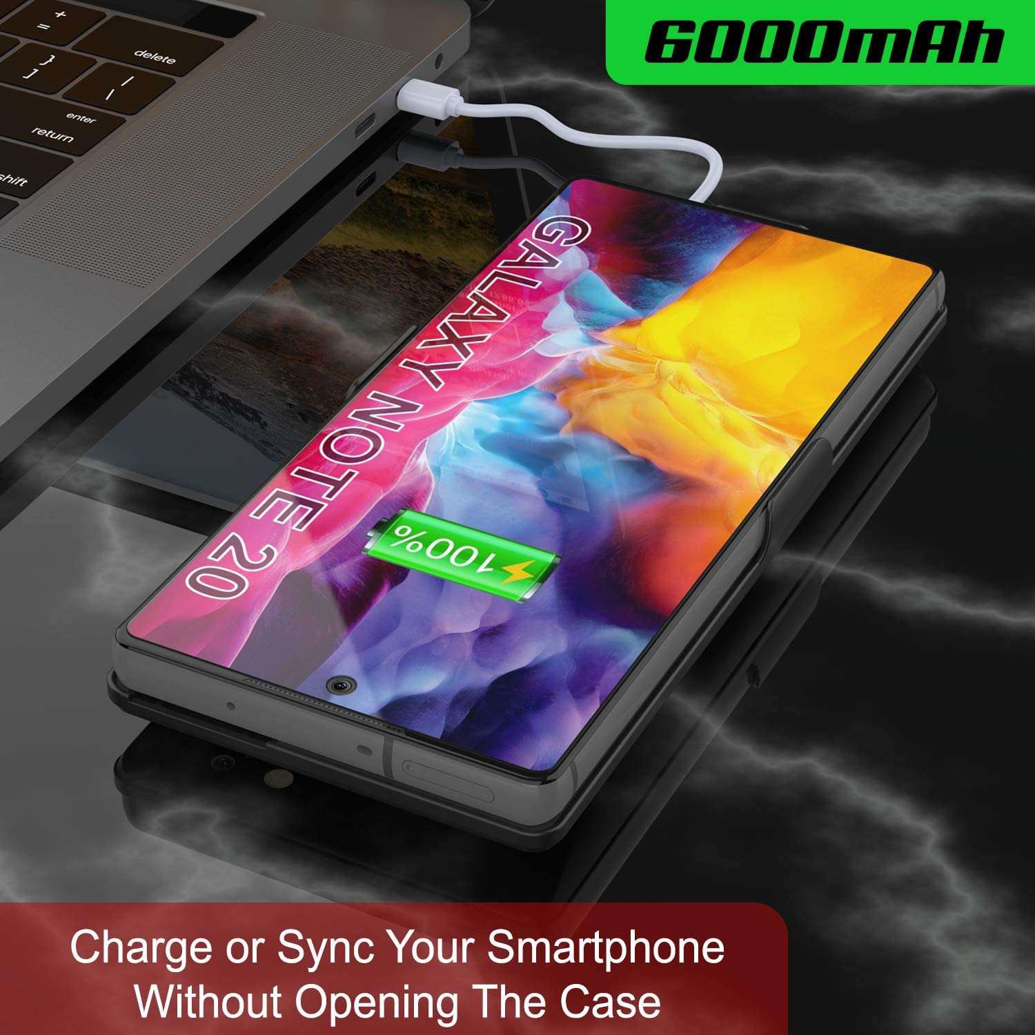 Galaxy Note 20 6000mAH Battery Charger PunkJuice 2.0 Slim Case [Black]