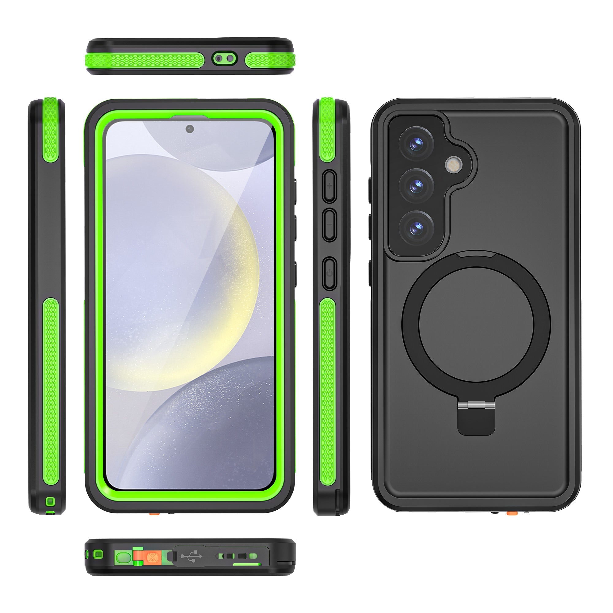 Galaxy S25 Waterproof Case [Kickstud 2.0 Series] Protective IP68 Cover W/Screen Protector & Kickstand [Green]