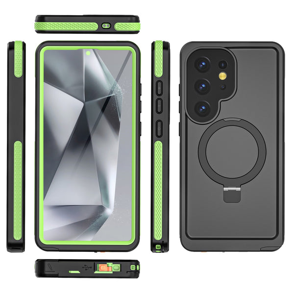 Galaxy S25 Ultra Waterproof Case [Kickstud 2.0 Series] Protective IP68 Cover W/Screen Protector & Kickstand [Green]