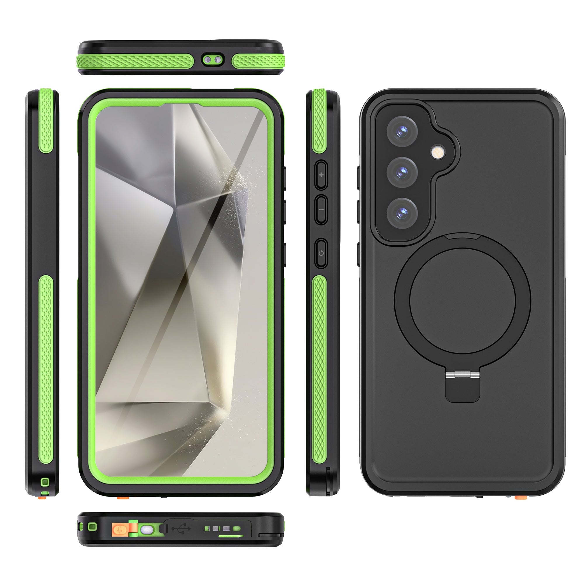 Galaxy S25 Plus Waterproof Case [Kickstud 2.0 Series] Protective IP68 Cover W/Screen Protector & Kickstand [Green]