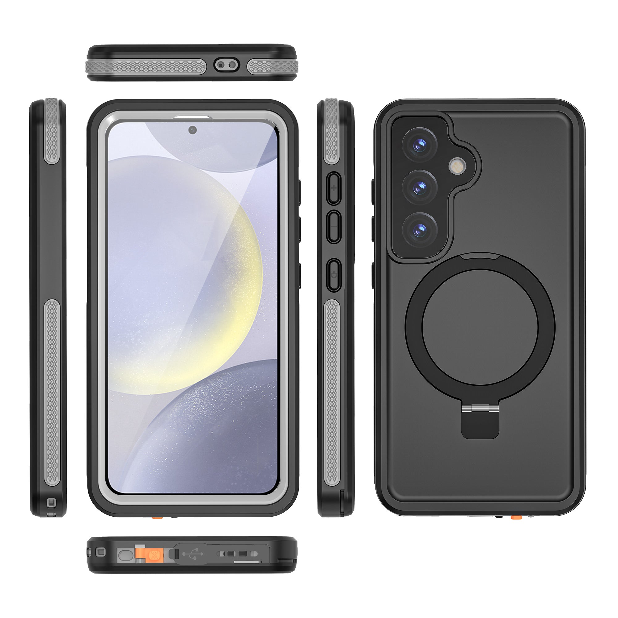 Galaxy S25 Waterproof Case [Kickstud 2.0 Series] Protective IP68 Cover W/Screen Protector & Kickstand [Grey]