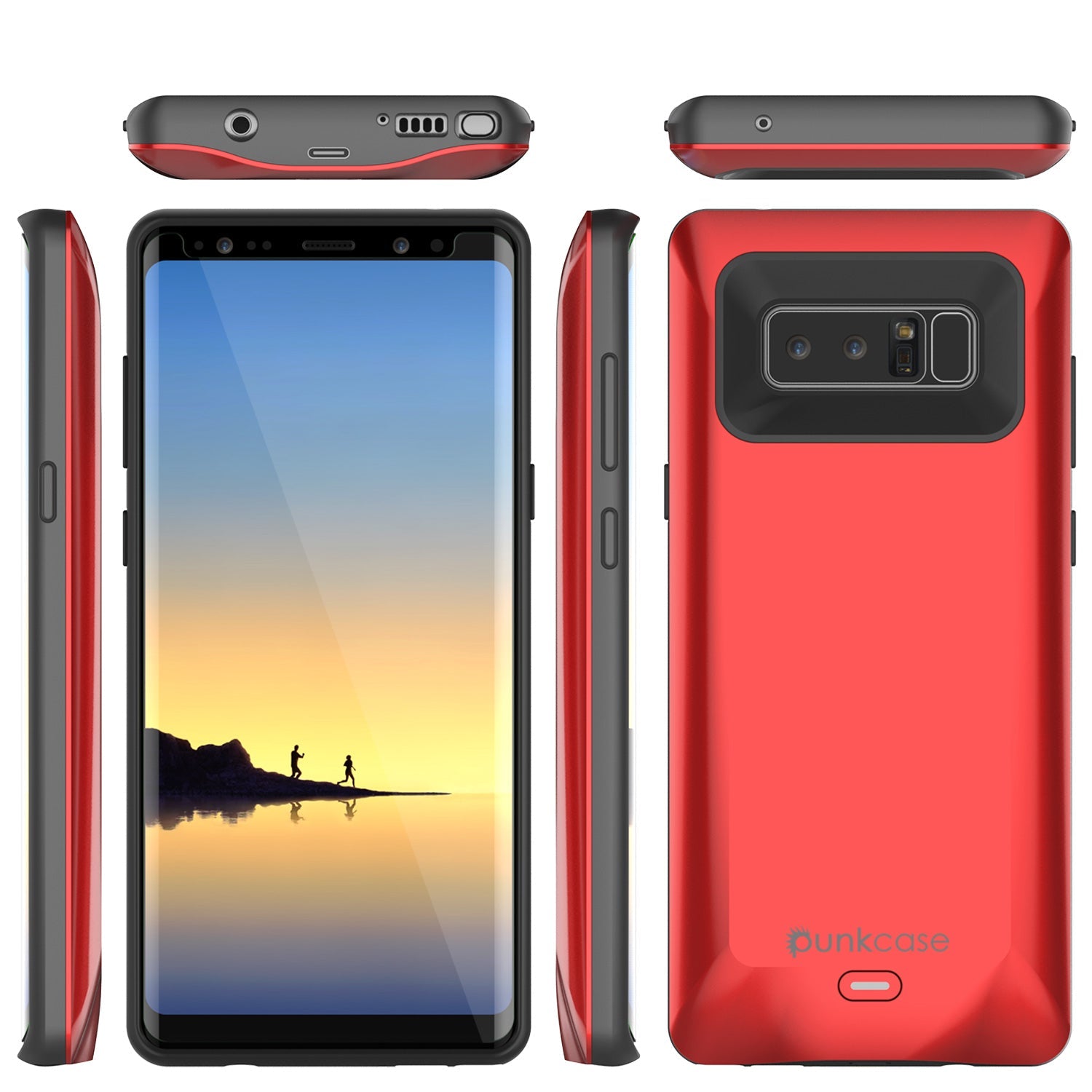 Galaxy Note 8 5000mAH Battery Charger W/ USB Port Slim Case [Red]