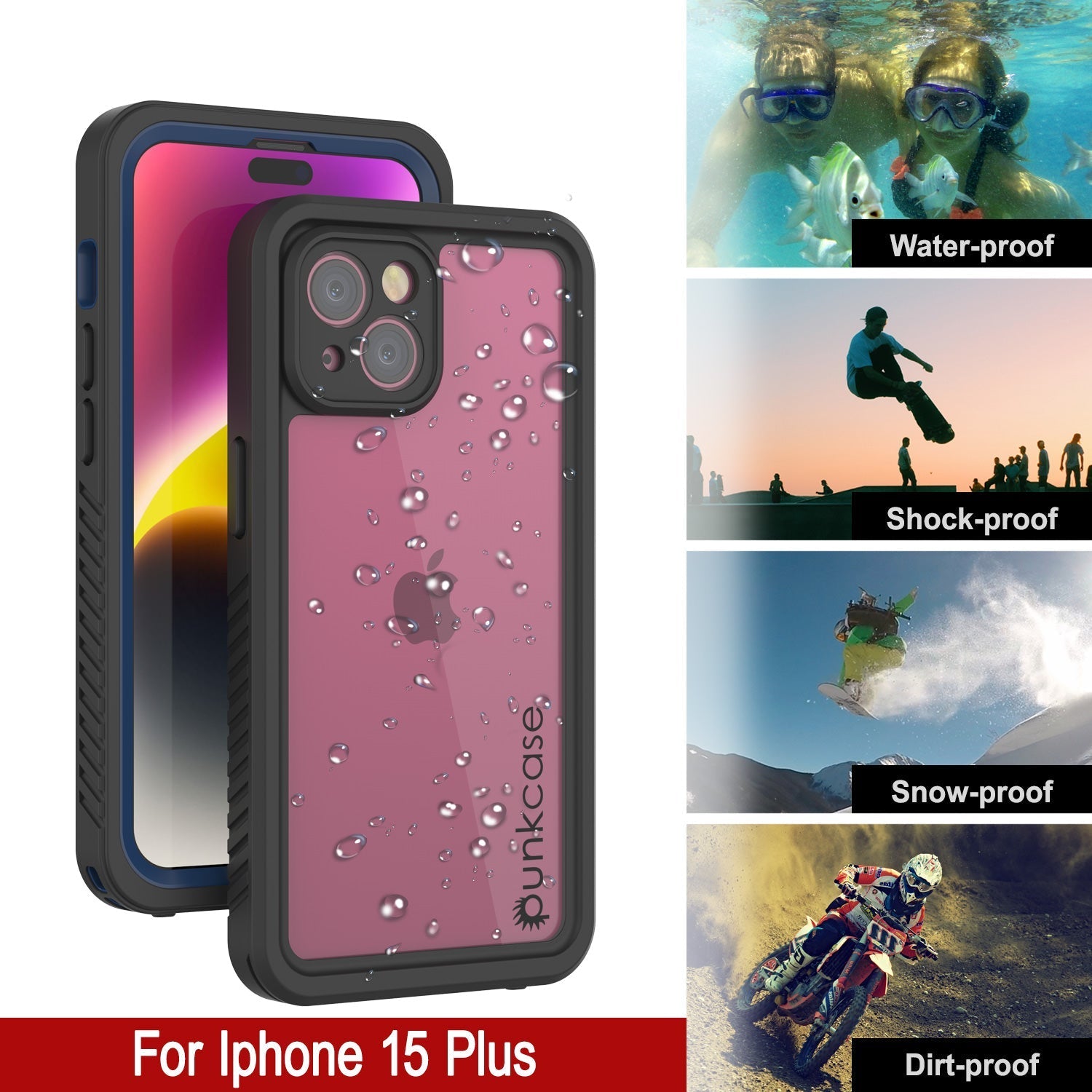 iPhone 16 Plus Waterproof Case, Punkcase [Extreme Series] Armor Cover W/ Built In Screen Protector [Navy Blue]