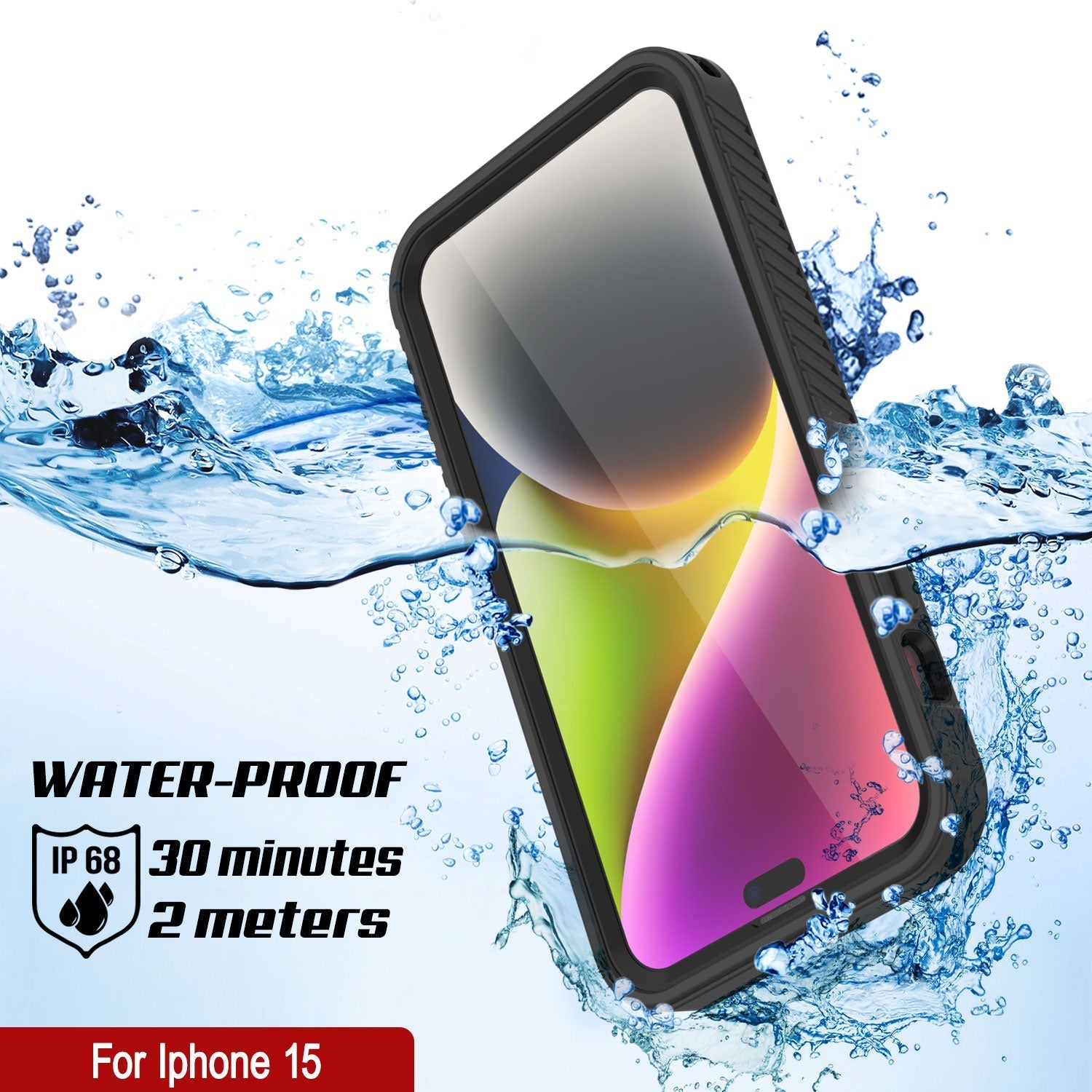 iPhone 16 Waterproof IP68 Case, Punkcase [Clear] [StudStar Series] [Slim Fit] [Dirtproof]