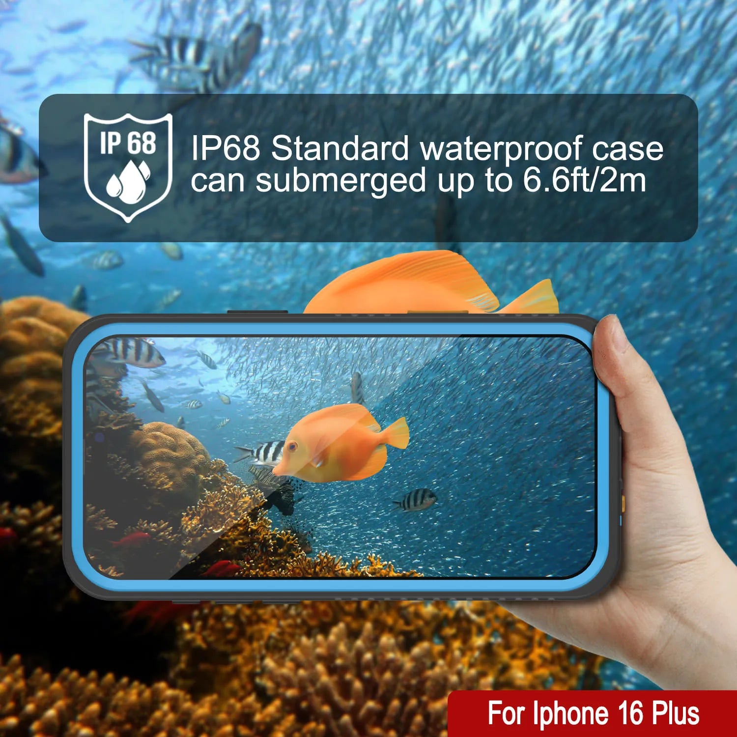 iPhone 16 Plus Waterproof Case, Punkcase [Extreme Series] Armor Cover W/ Built In Screen Protector [Navy Blue]