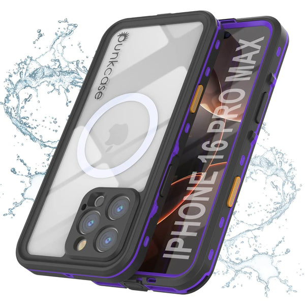 iPhone 16 Pro Max Waterproof Case, Punkcase SpikeStar Purple Series | Thin Fit 6.6ft Underwater IP68