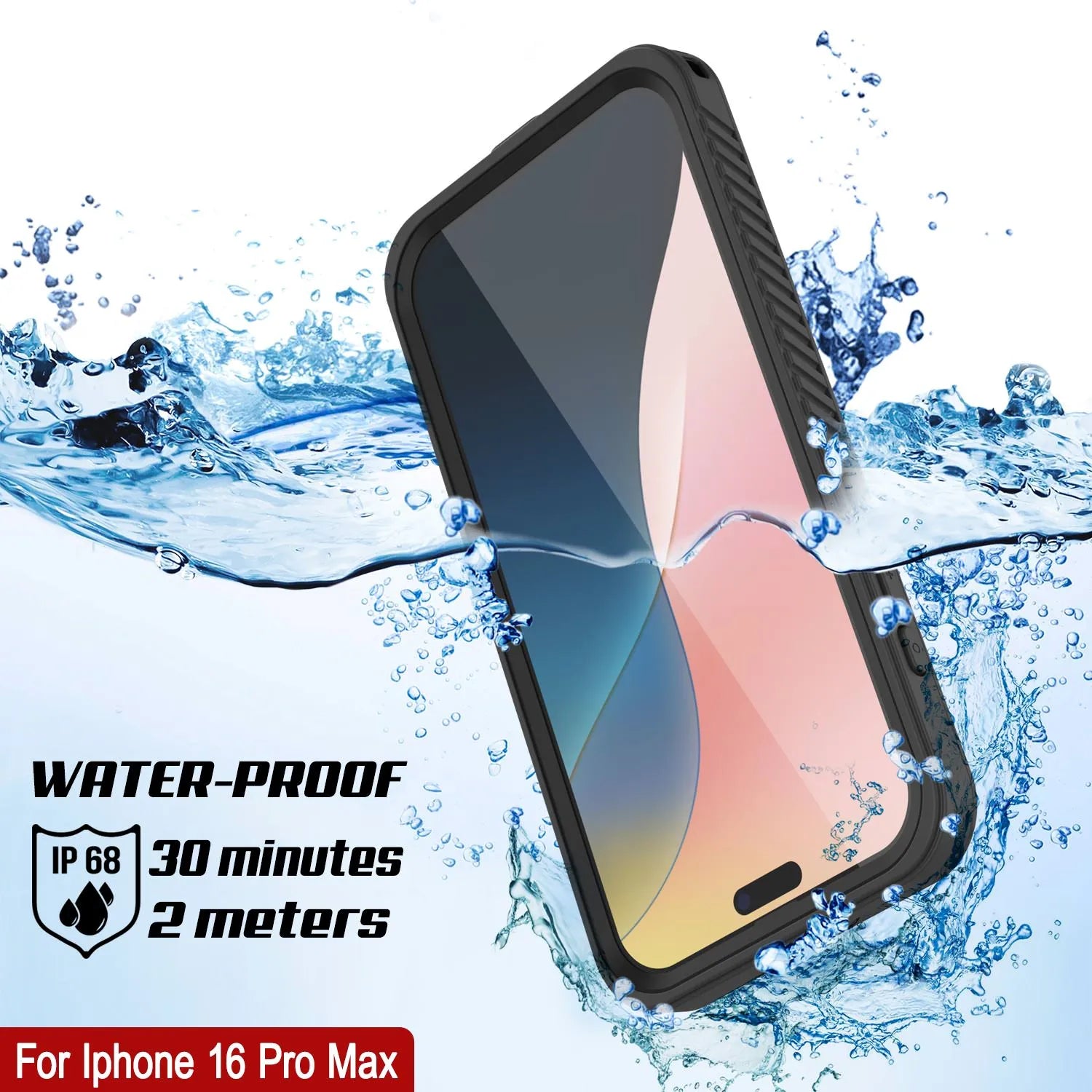 iPhone 16 Pro Max Waterproof Case, Punkcase [Extreme Mag Series] Armor Cover W/ Built In Screen Protector [Black]