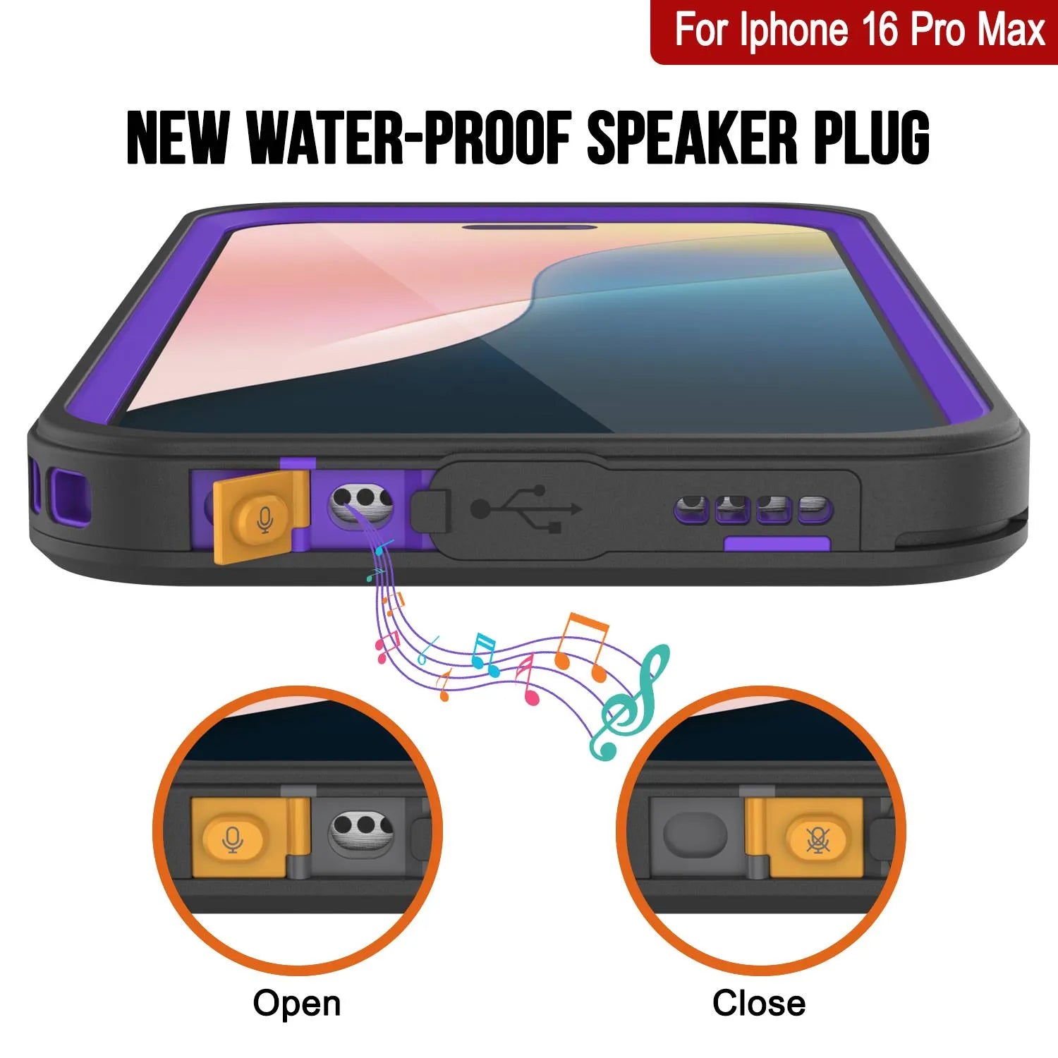 Products iPhone 16 Pro Max Waterproof Case, Punkcase [Extreme Mag Series] Armor Cover W/ Built In Screen Protector [Purple]