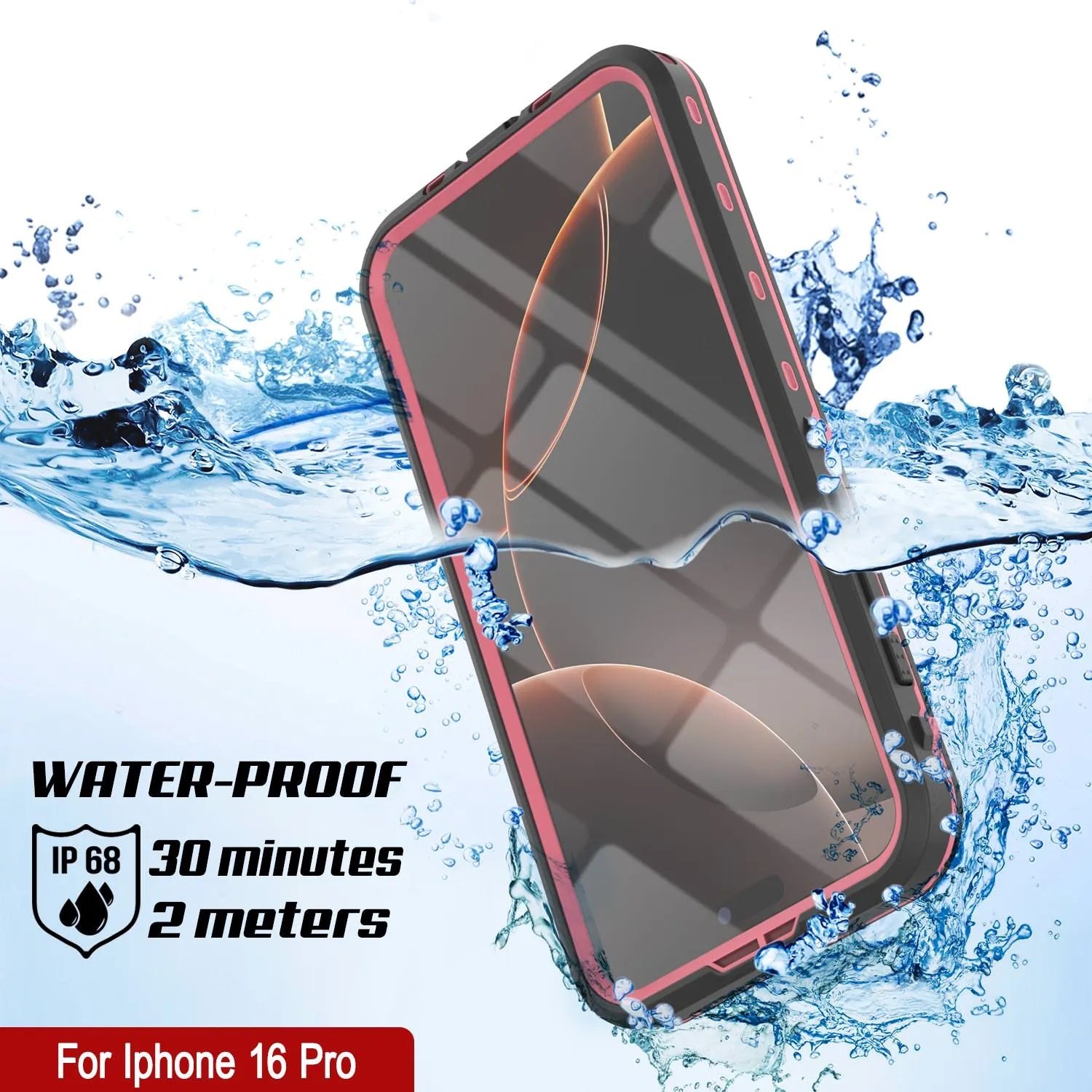 iPhone 16 Pro Waterproof Case, Punkcase SpikeStar Pink Series | Thin Fit 6.6ft Underwater IP68