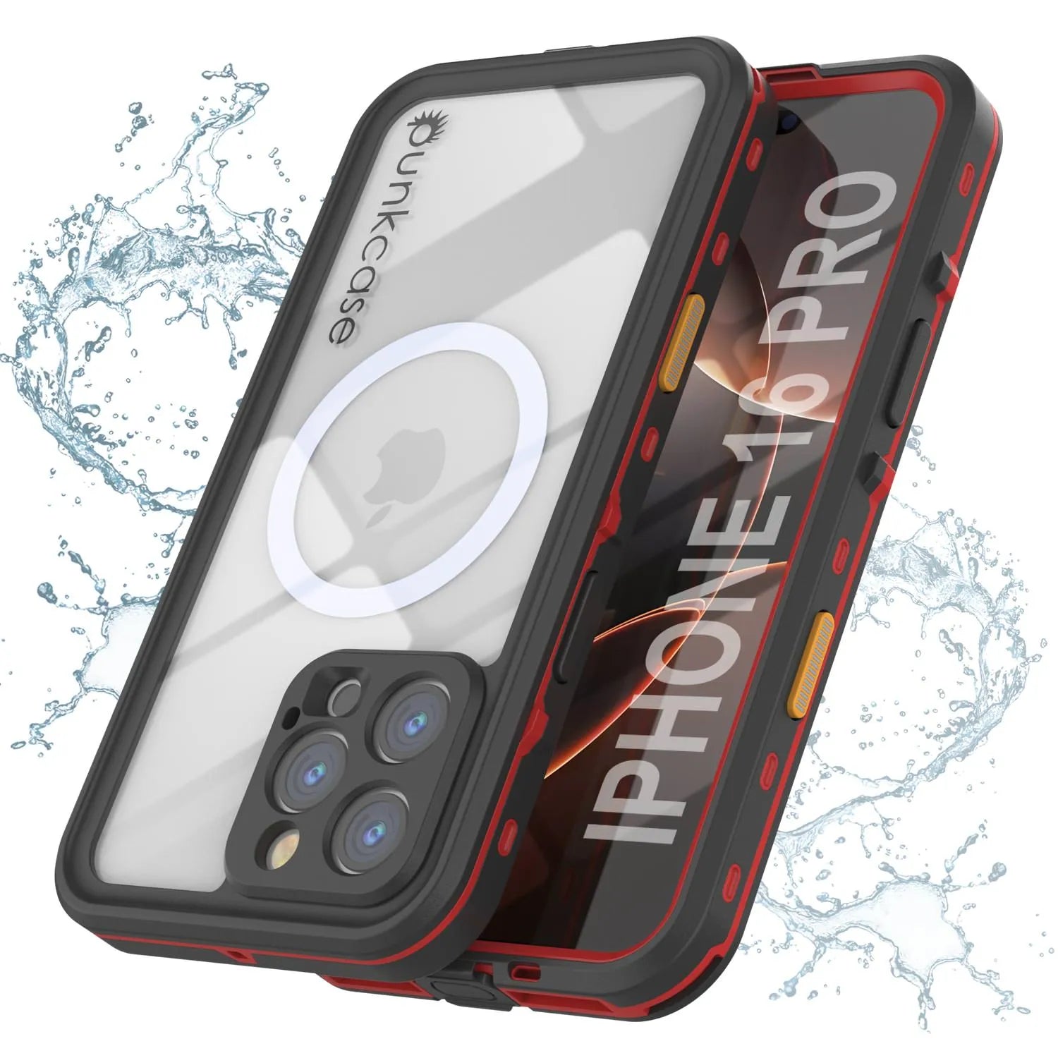 iPhone 16 Pro Waterproof Case, Punkcase SpikeStar Red Series | Thin Fit 6.6ft Underwater IP68