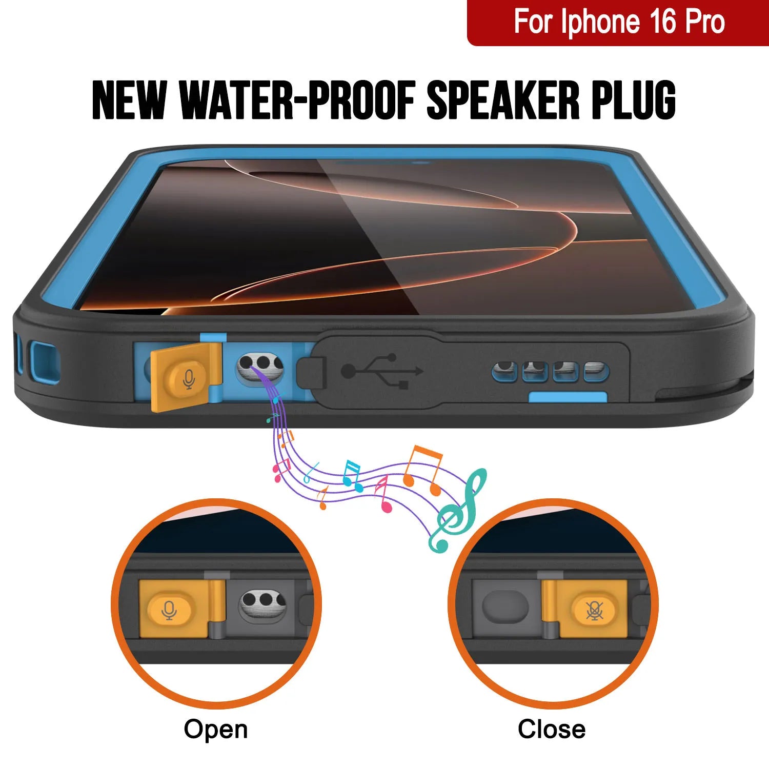 iPhone 16 Pro Waterproof Case, Punkcase [Extreme Series] Armor Cover W/ Built In Screen Protector [Light Blue]