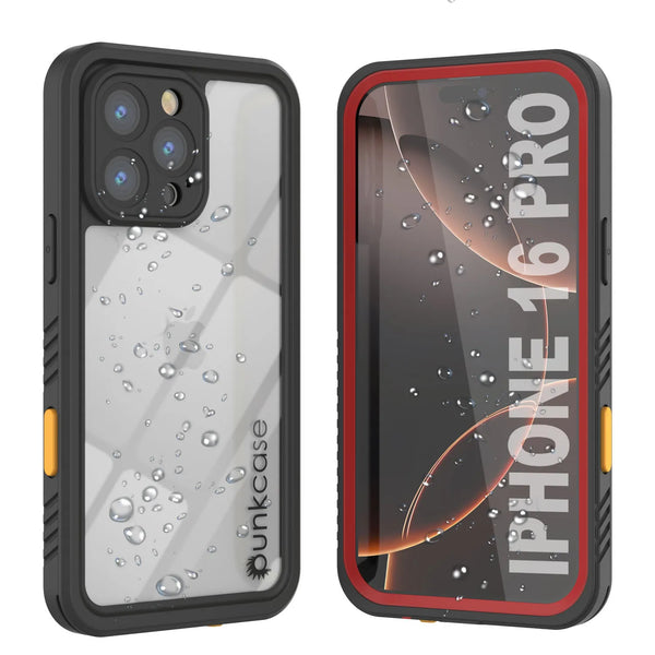 iPhone 16 Plus Waterproof Case, Punkcase [Extreme Series] Armor Cover W/ Built In Screen Protector [Red]