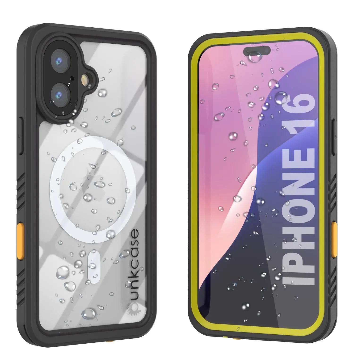 iPhone 16  Waterproof Case, Punkcase [Extreme Mag Series] Armor Cover W/ Built In Screen Protector [Yellow]