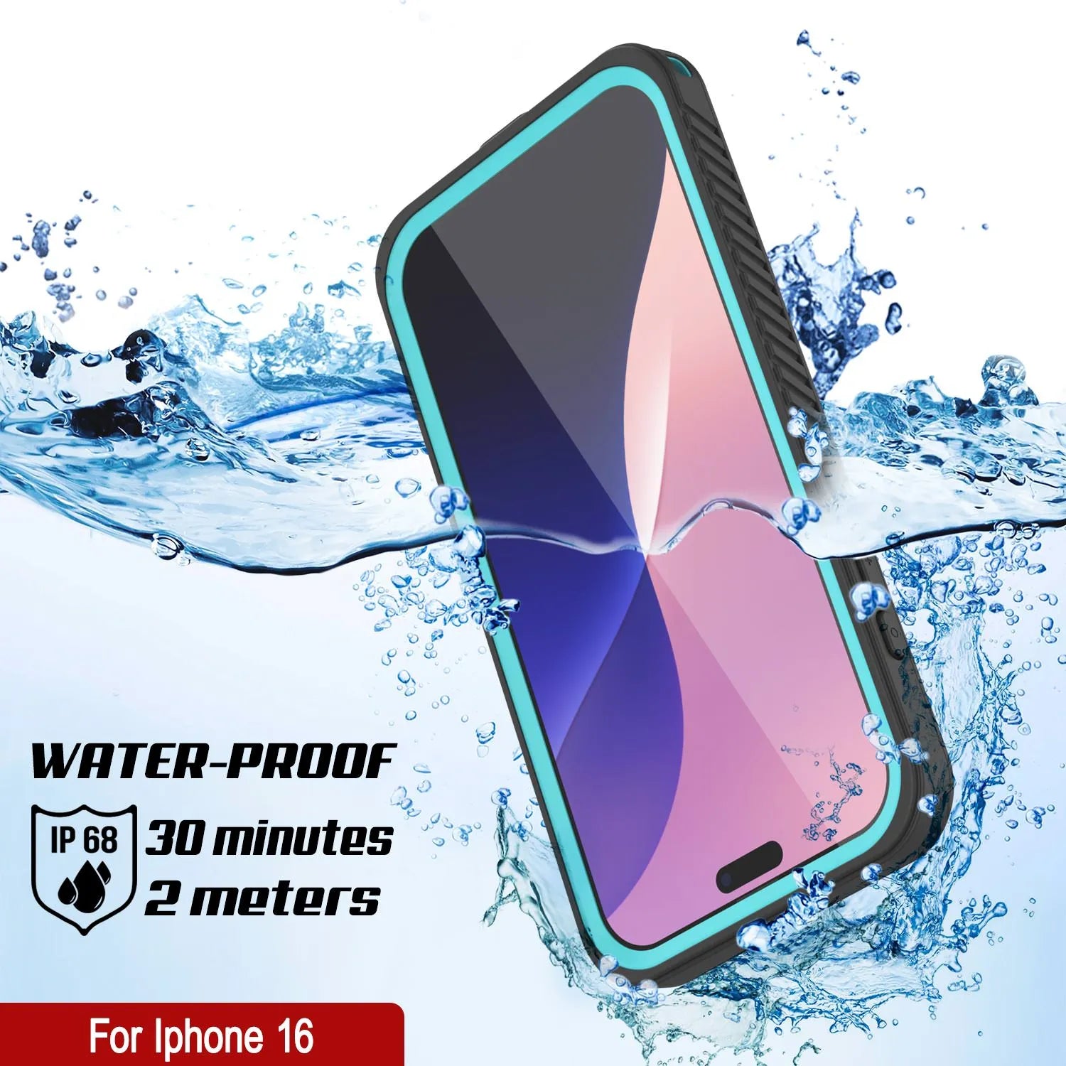 iPhone 16  Waterproof Case, Punkcase [Extreme Mag Series] Armor Cover W/ Built In Screen Protector [Teal]