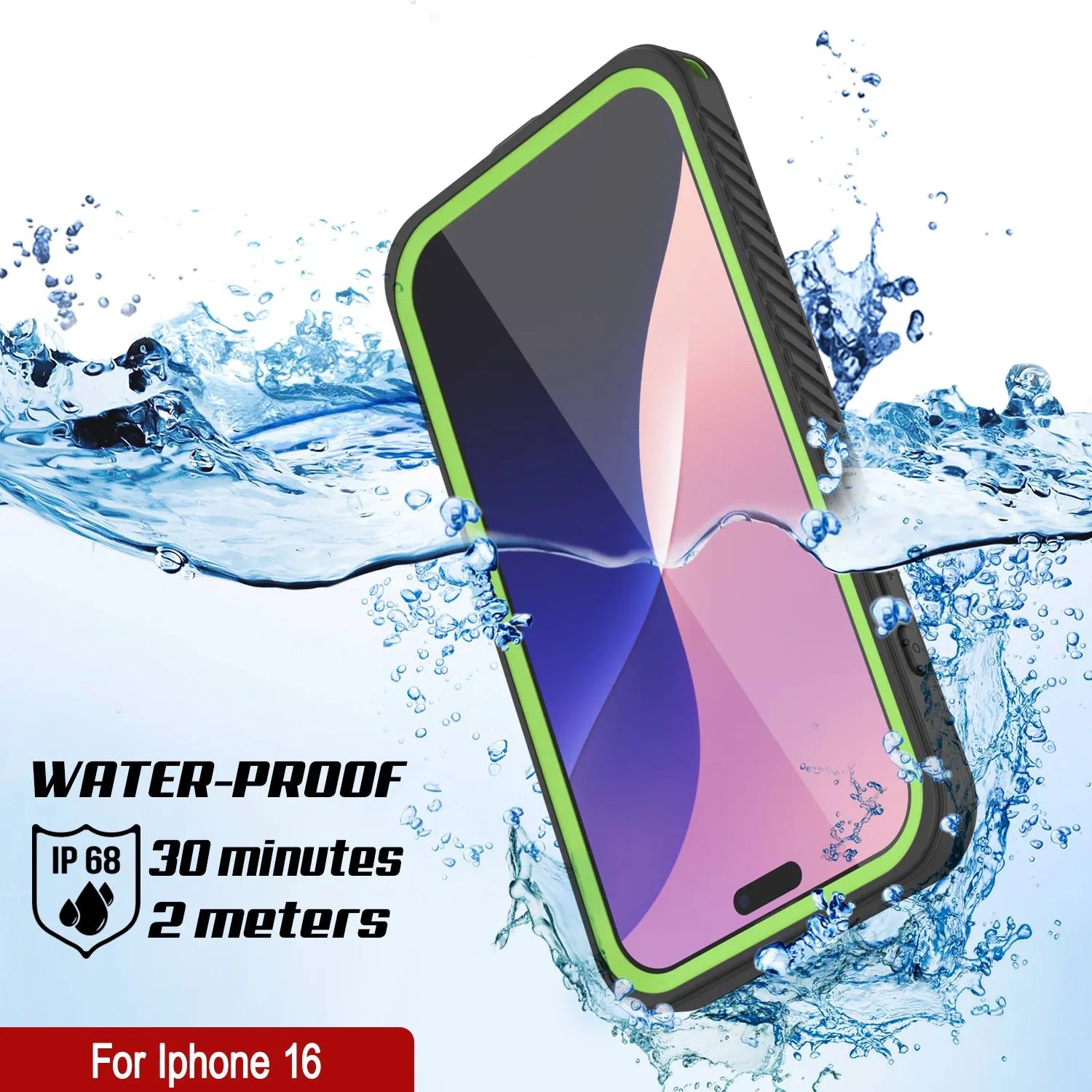 iPhone 16  Waterproof Case, Punkcase [Extreme Mag Series] Armor Cover W/ Built In Screen Protector [Green]