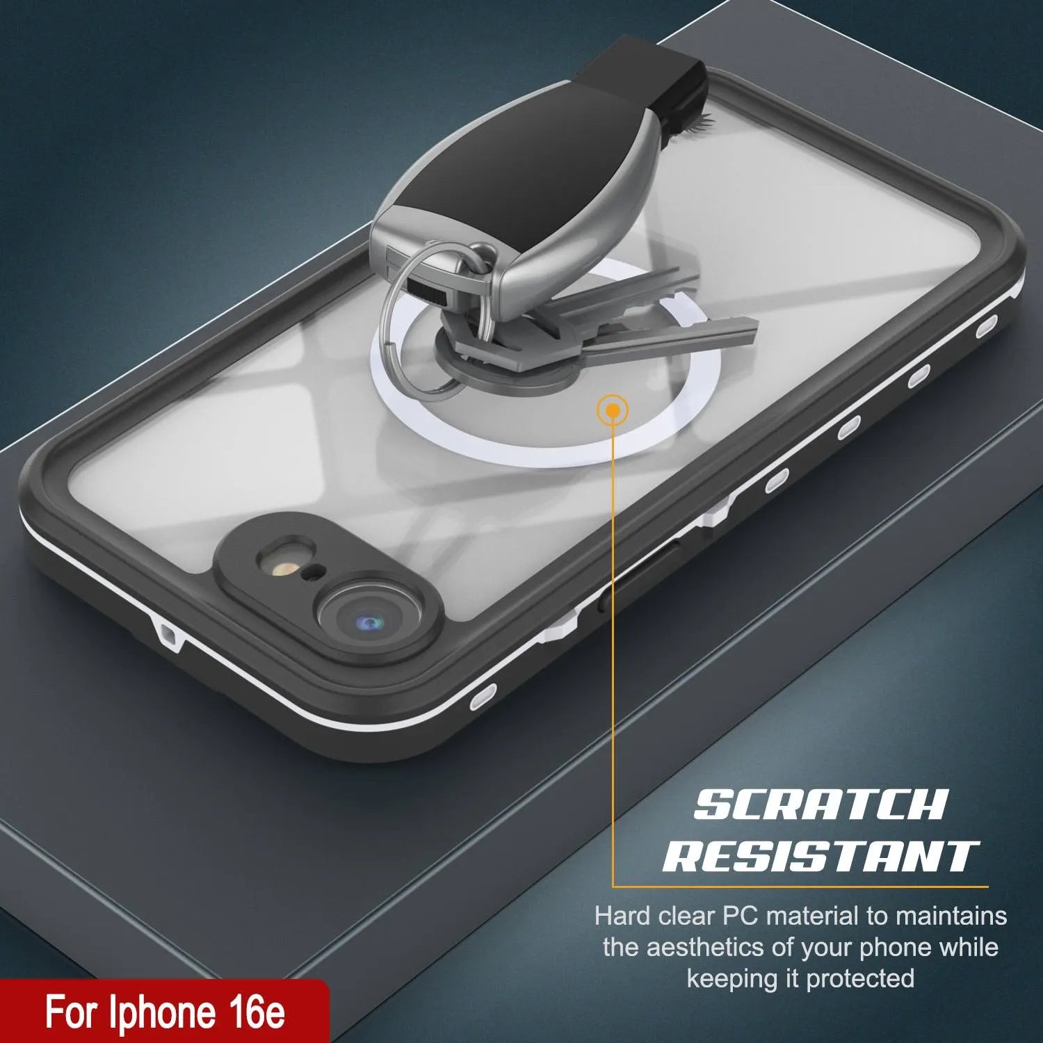 iPhone 16e Waterproof IP68 Case, Punkcase [White] [StudStar Series] [Slim Fit] [Dirtproof]