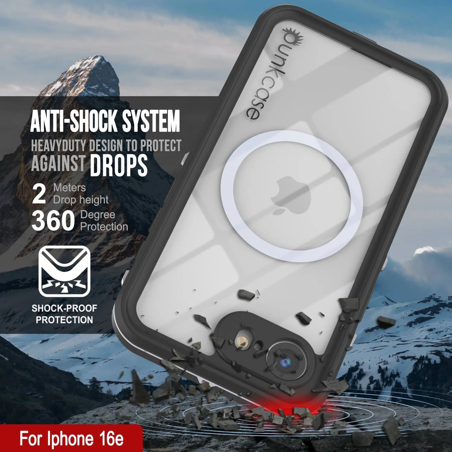 iPhone 16e Waterproof IP68 Case, Punkcase [White] [StudStar Series] [Slim Fit] [Dirtproof]