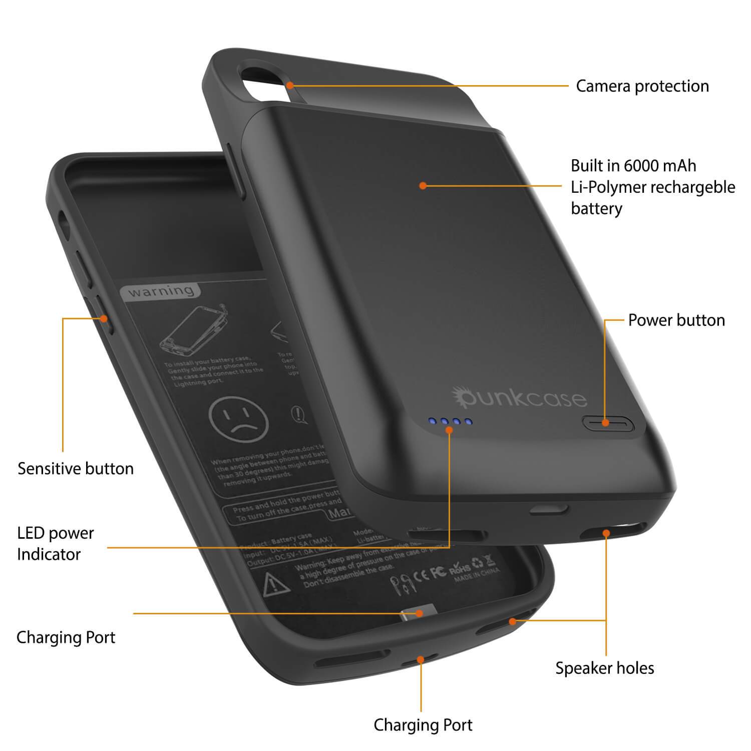 iPhone 11 Pro Max Battery Case, PunkJuice 5000mAH Fast Charging Power Bank W/ Screen Protector | [Black]