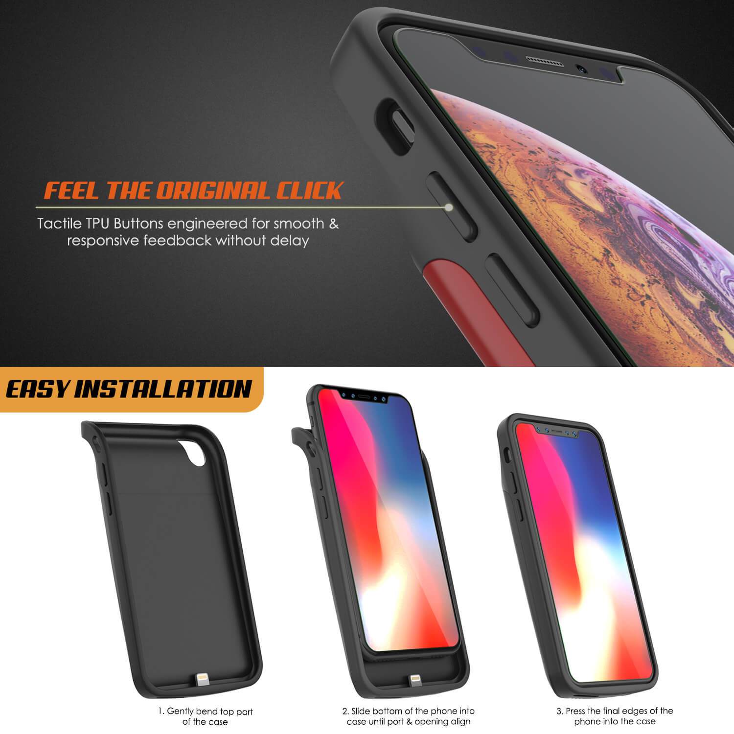 iPhone 11 Pro Max Battery Case, PunkJuice 5000mAH Fast Charging Power Bank W/ Screen Protector | [Red]