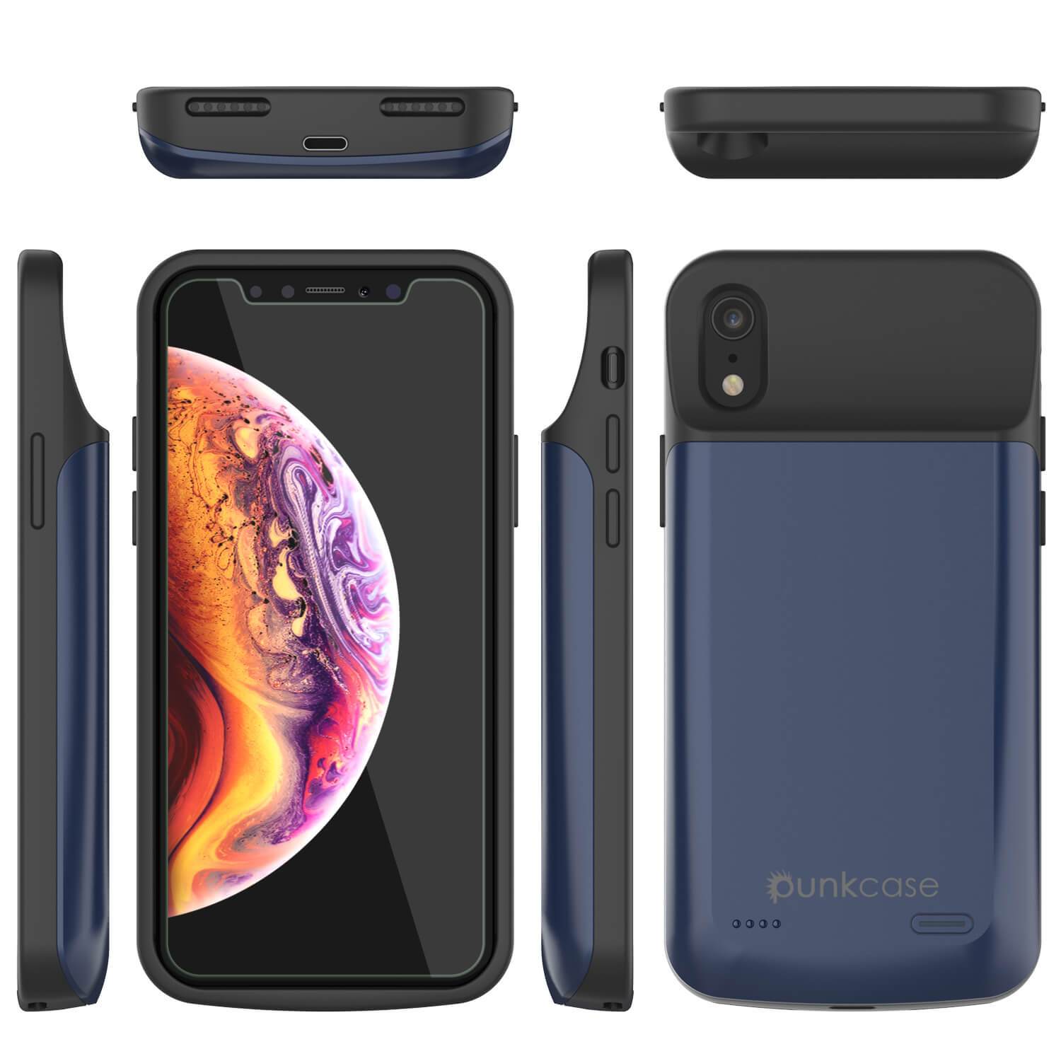 iPhone 11 Pro Max Battery Case, PunkJuice 5000mAH Fast Charging Power Bank W/ Screen Protector | [Blue]