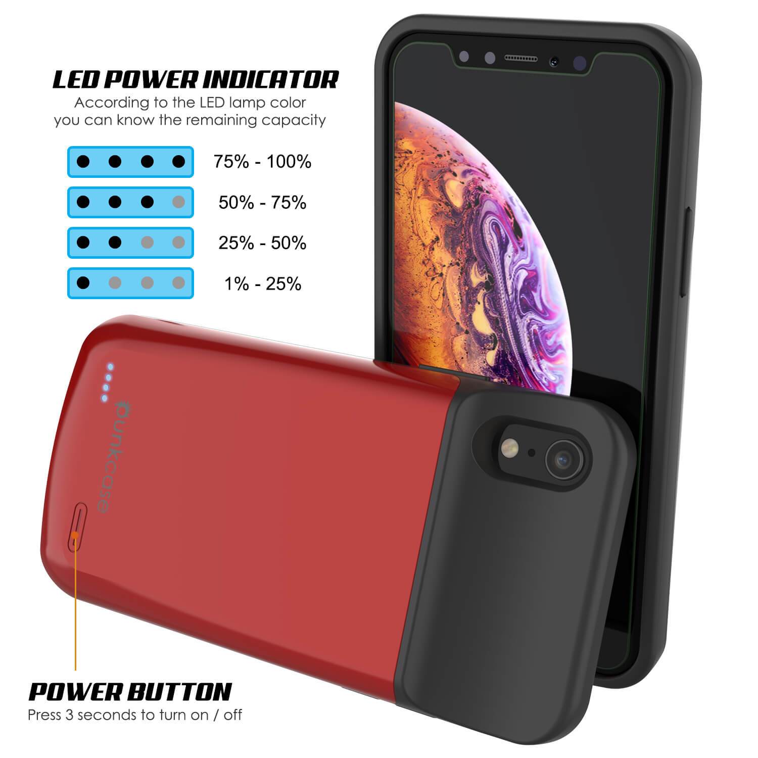 iPhone 11 Pro Max Battery Case, PunkJuice 5000mAH Fast Charging Power Bank W/ Screen Protector | [Red]
